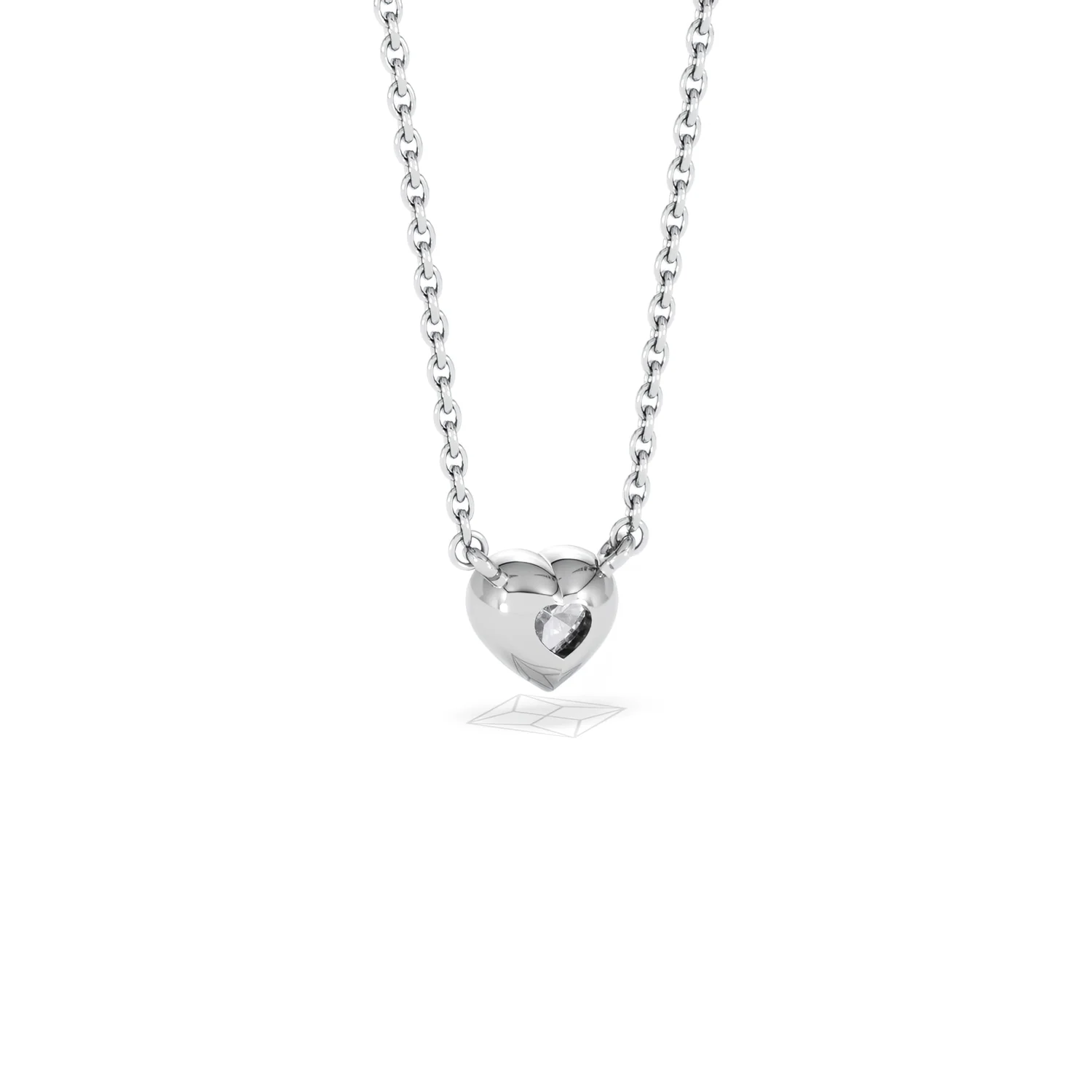 Horizon Heart Cut Lab Diamond Solitaire Necklace 0.25ct H/SI in 9K White Gold - Image 54