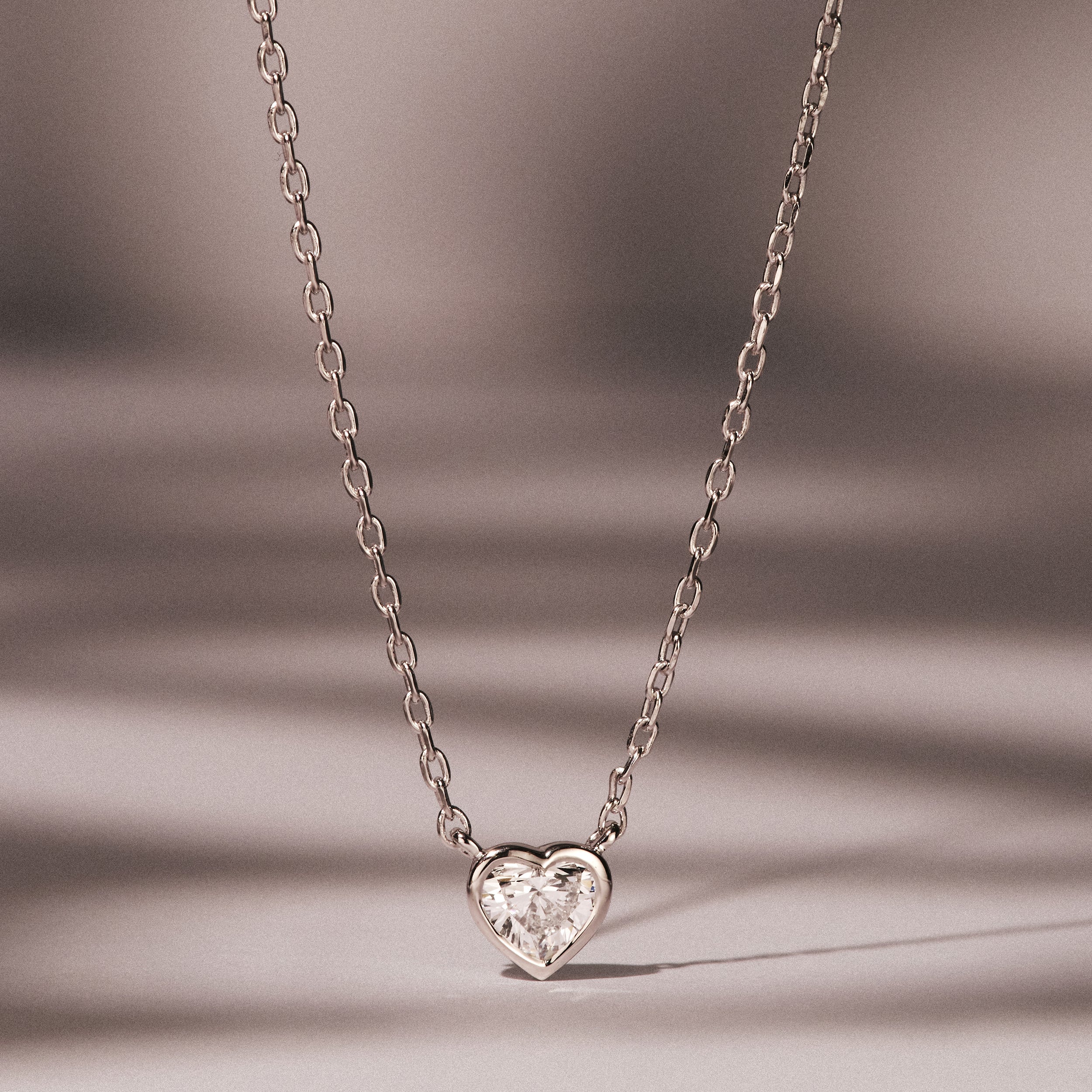 Horizon Heart Cut Lab Diamond Solitaire Necklace 0.25ct H/SI in 9K White Gold - Image 8