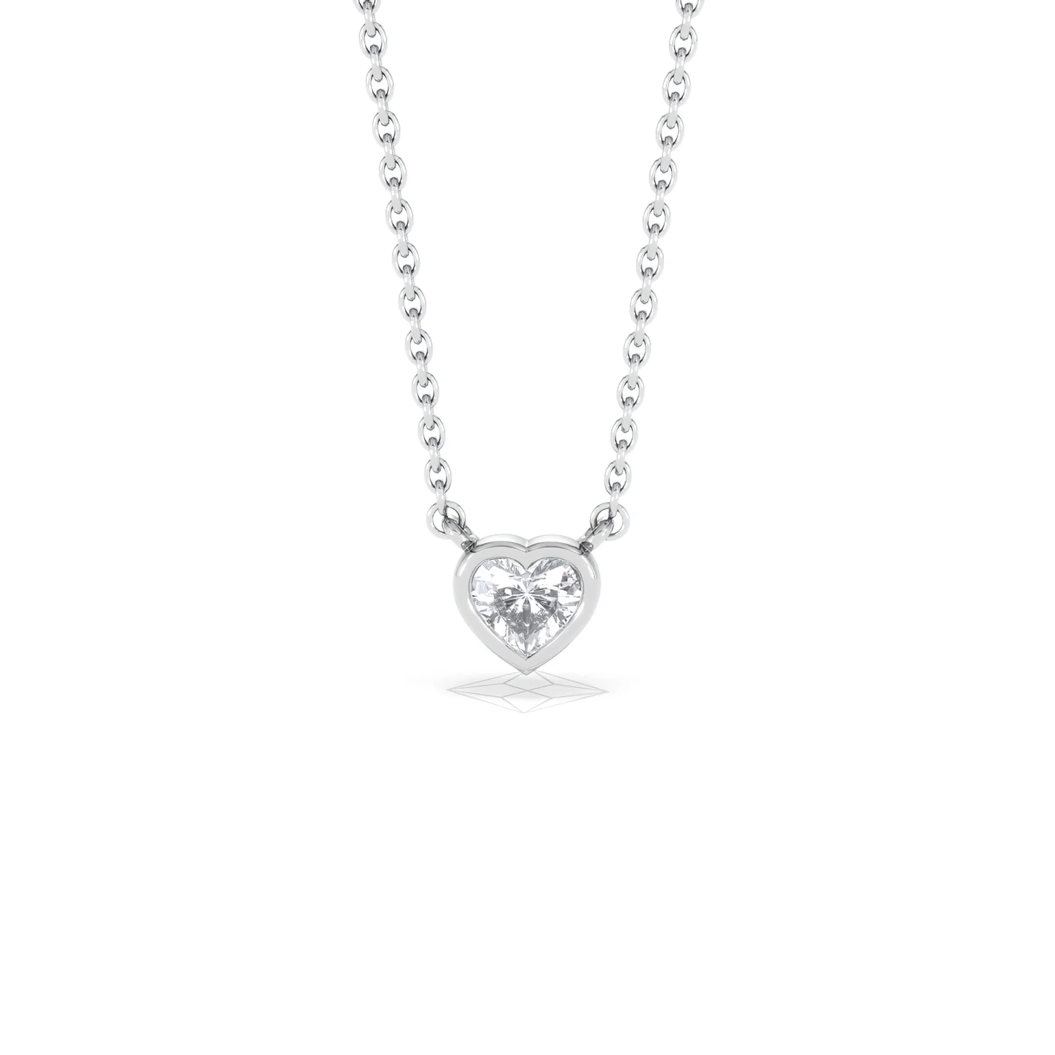 Horizon Heart Cut Lab Diamond Solitaire Necklace 0.25ct H/SI in 9K White Gold - Image 89