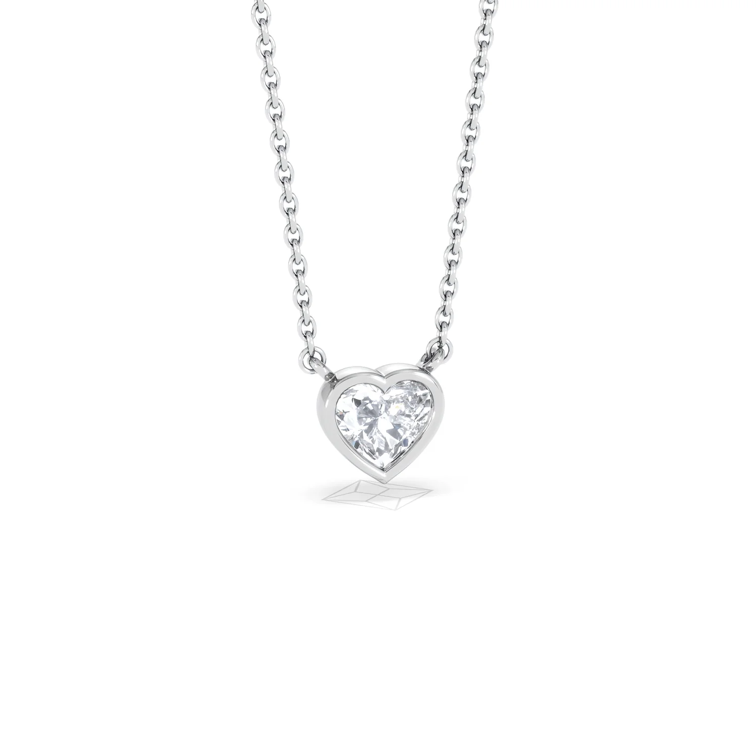 Horizon Heart Cut Lab Diamond Solitaire Necklace 0.50ct H/SI in 9K White Gold - Image 14