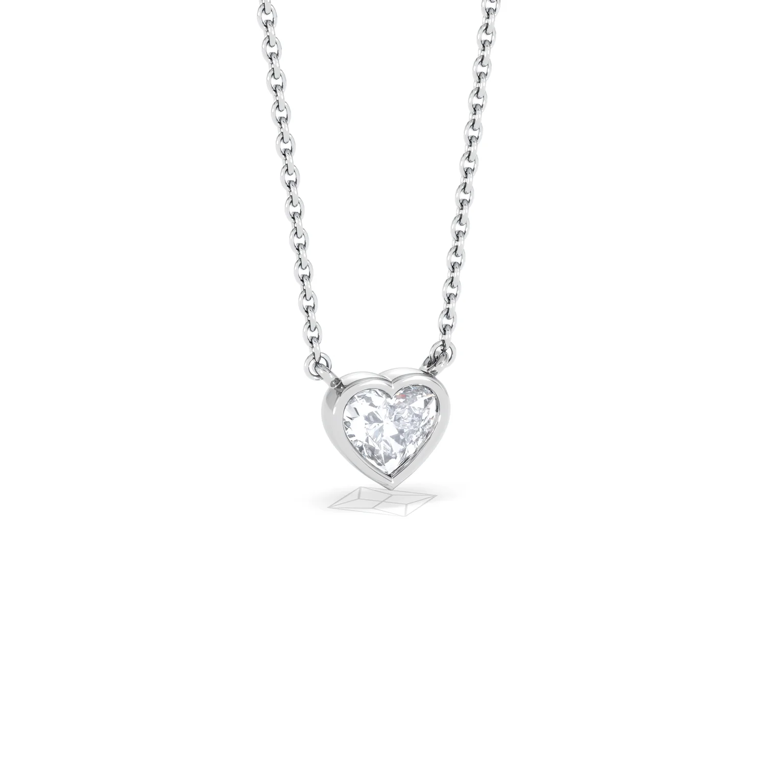 Horizon Heart Cut Lab Diamond Solitaire Necklace 0.50ct H/SI in 9K White Gold - Image 15