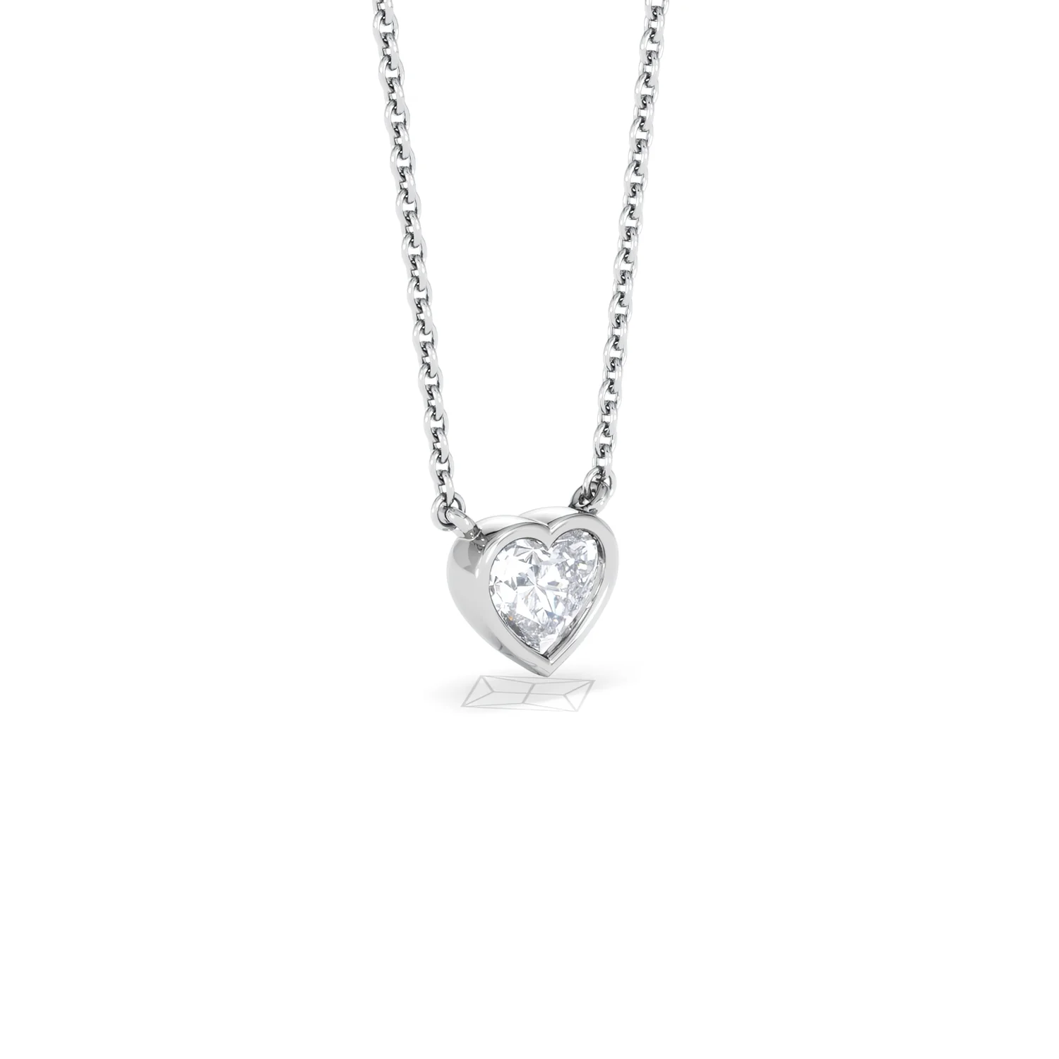 Horizon Heart Cut Lab Diamond Solitaire Necklace 0.50ct H/SI in 9K White Gold - Image 18