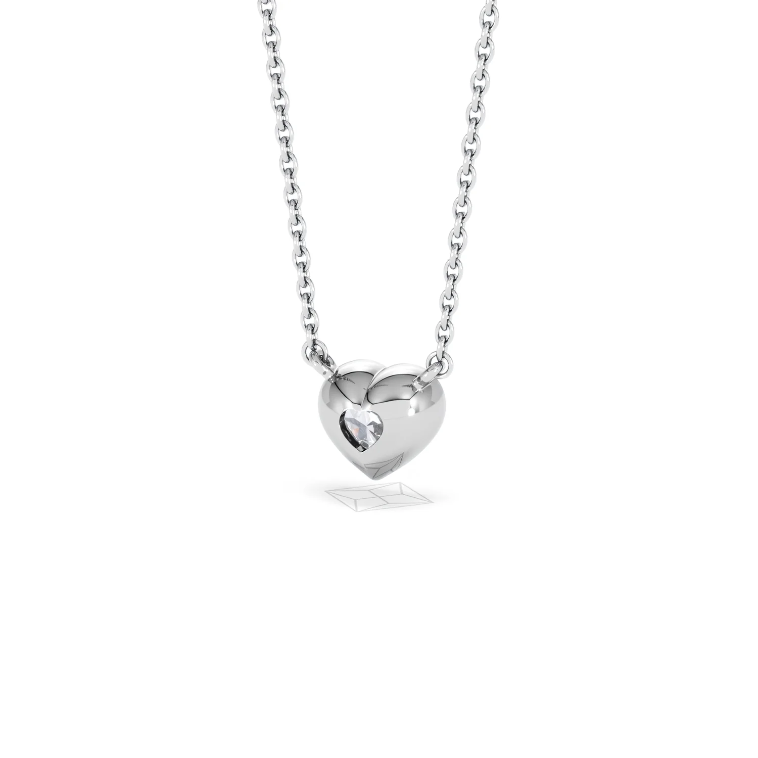 Horizon Heart Cut Lab Diamond Solitaire Necklace 0.50ct H/SI in 9K White Gold - Image 45