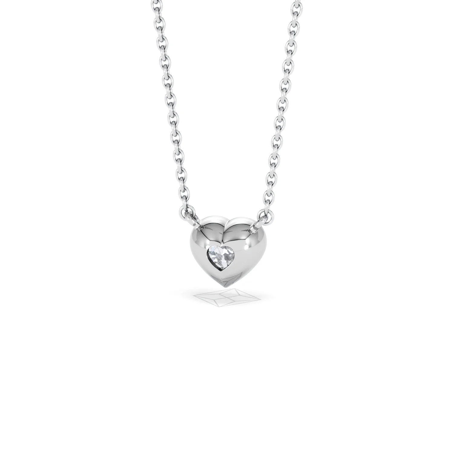 Horizon Heart Cut Lab Diamond Solitaire Necklace 0.50ct H/SI in 9K White Gold - Image 47