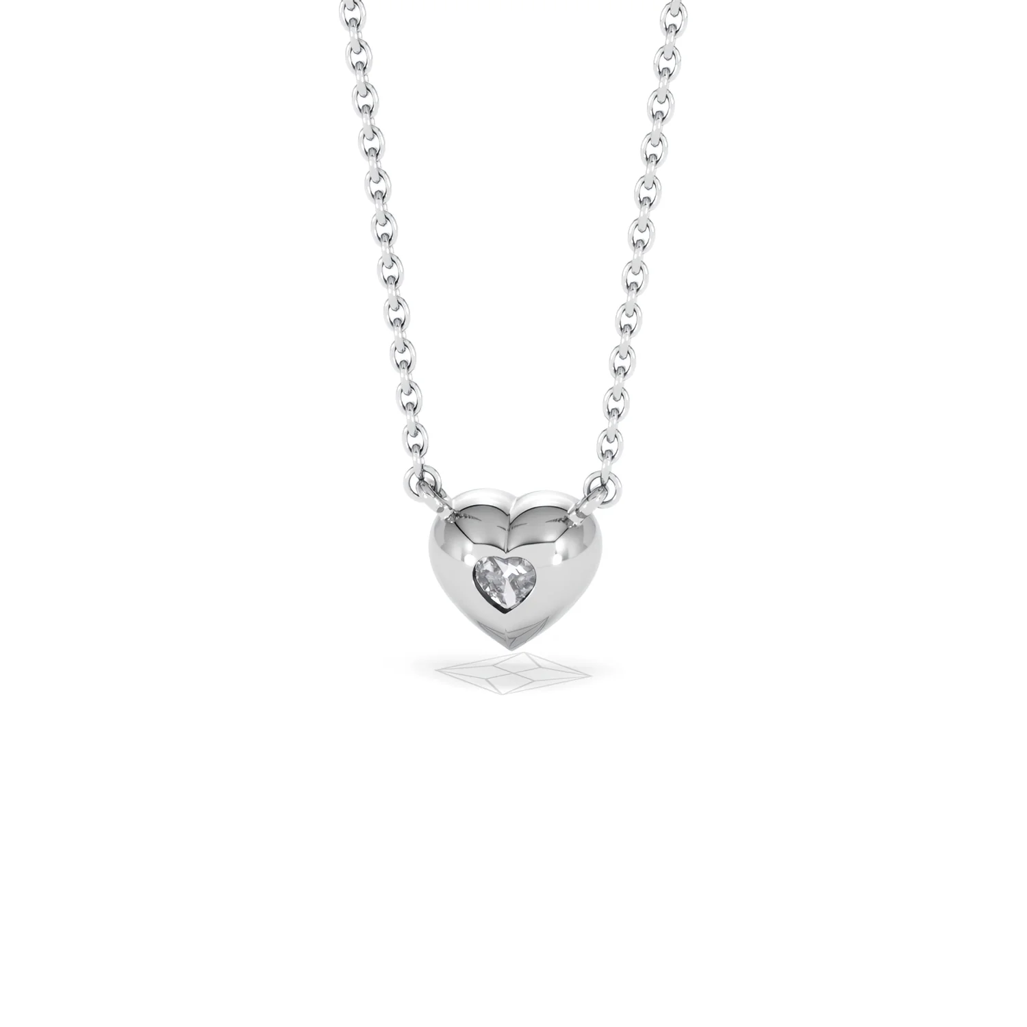 Horizon Heart Cut Lab Diamond Solitaire Necklace 0.50ct H/SI in 9K White Gold - Image 48
