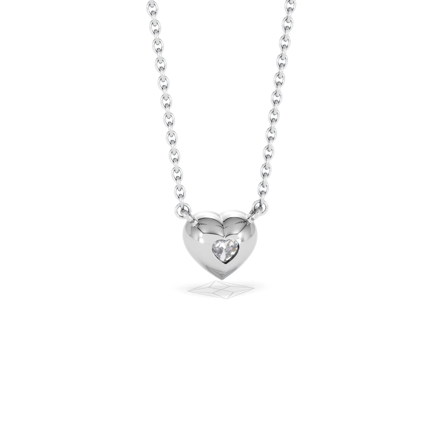Horizon Heart Cut Lab Diamond Solitaire Necklace 0.50ct H/SI in 9K White Gold - Image 52