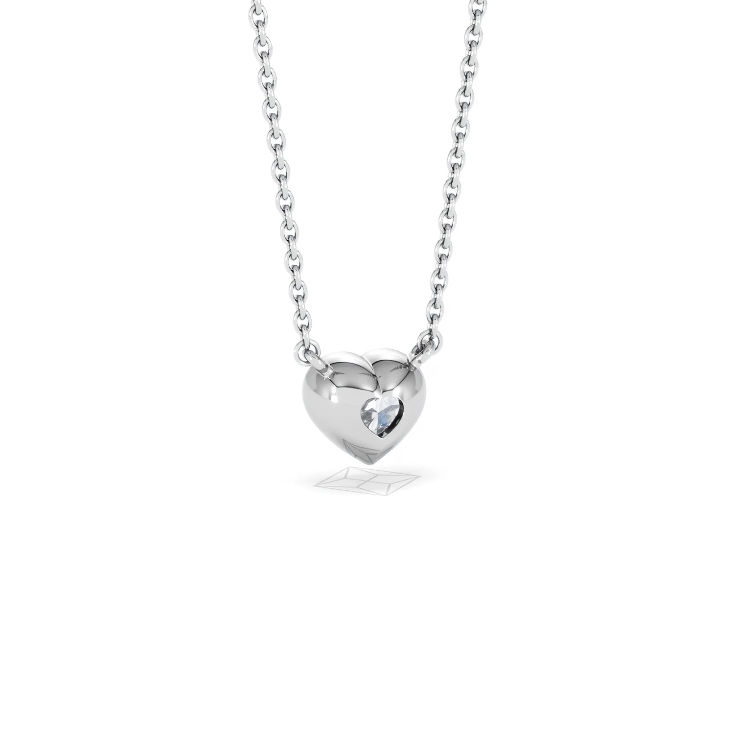 Horizon Heart Cut Lab Diamond Solitaire Necklace 0.50ct H/SI in 9K White Gold - Image 54