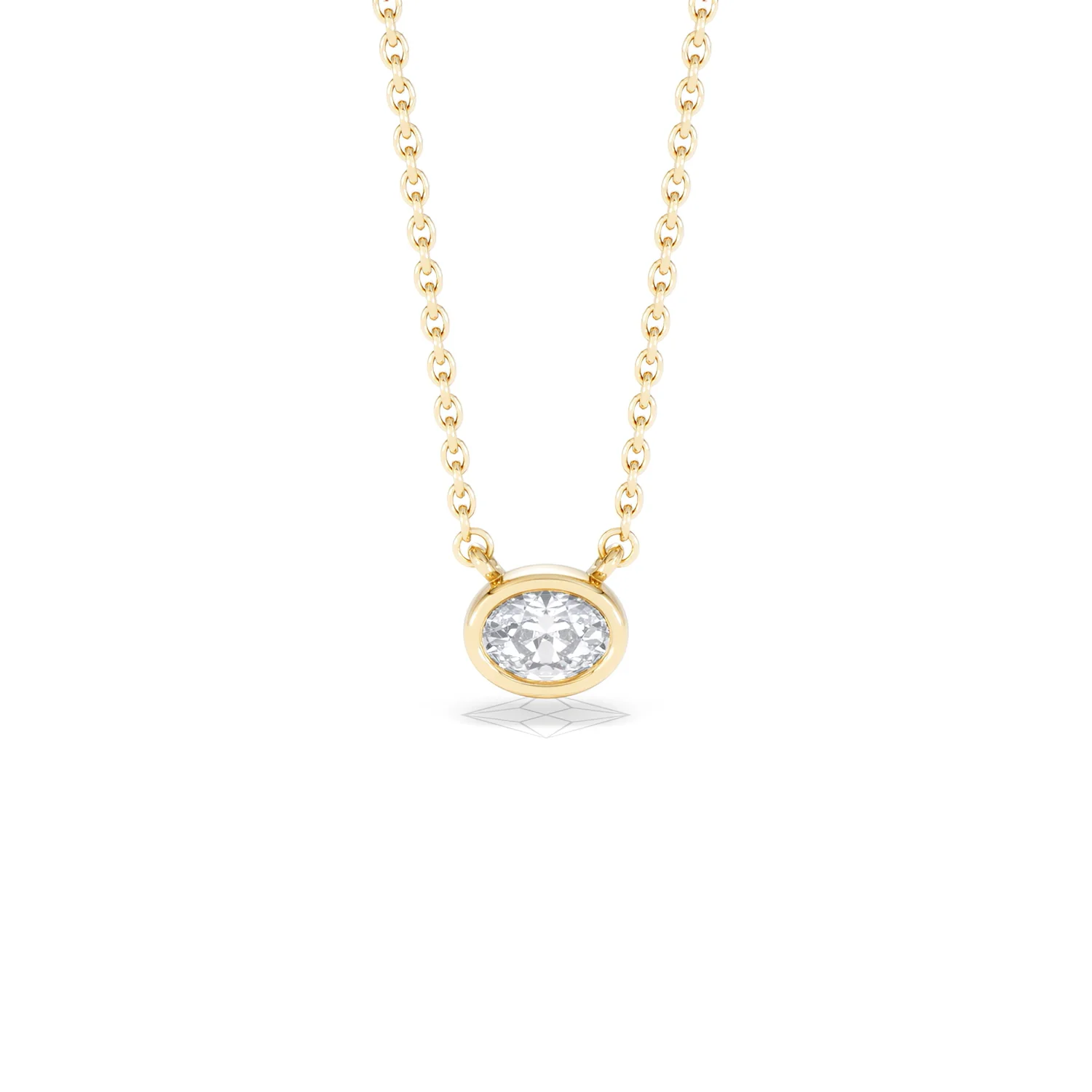 Horizon Oval Cut Lab Diamond Solitaire Necklace 0.25ct H/SI in 18k Gold Vermeil - Image 10