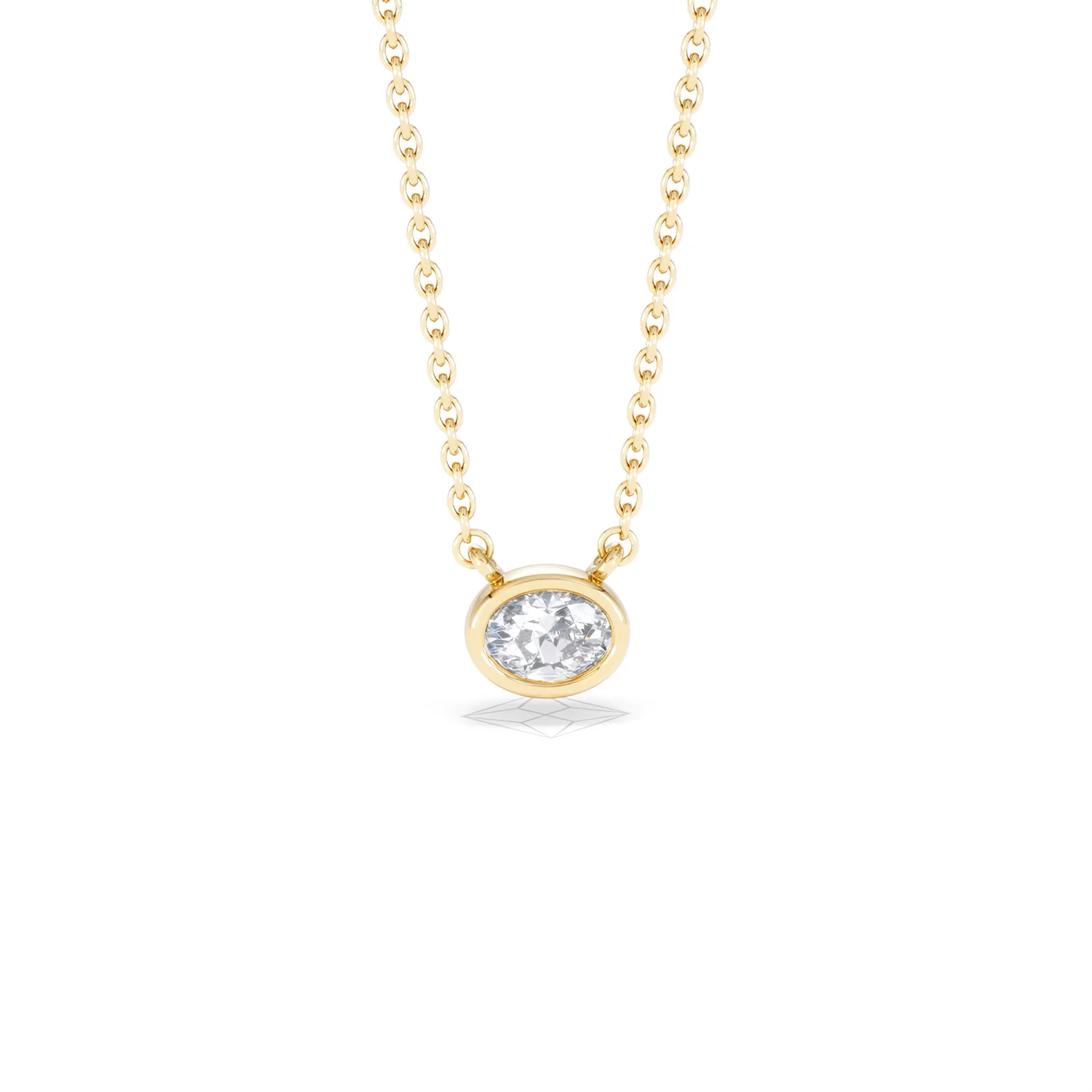 Horizon Oval Cut Lab Diamond Solitaire Necklace 0.25ct H/SI in 18k Gold Vermeil - Image 11