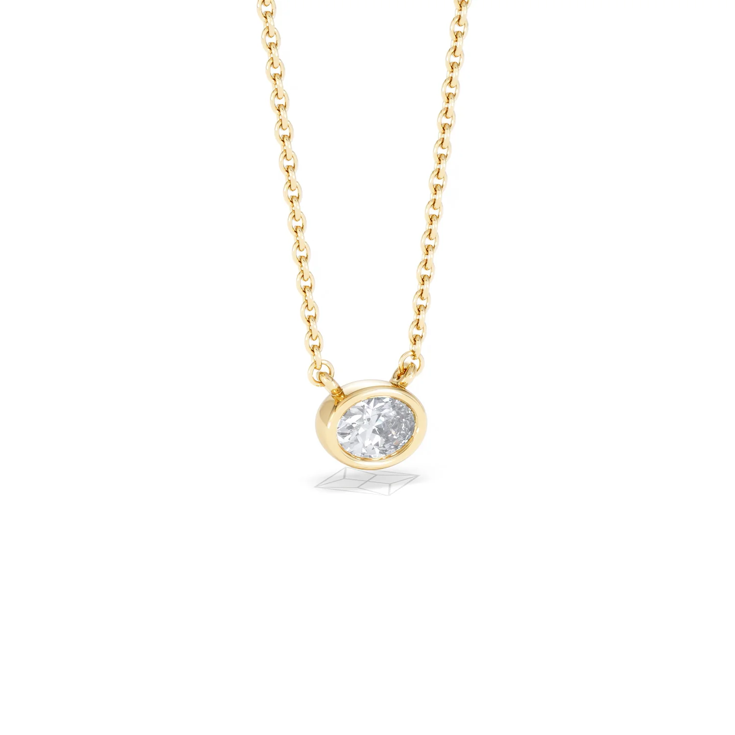 Horizon Oval Cut Lab Diamond Solitaire Necklace 0.25ct H/SI in 18k Gold Vermeil - Image 15