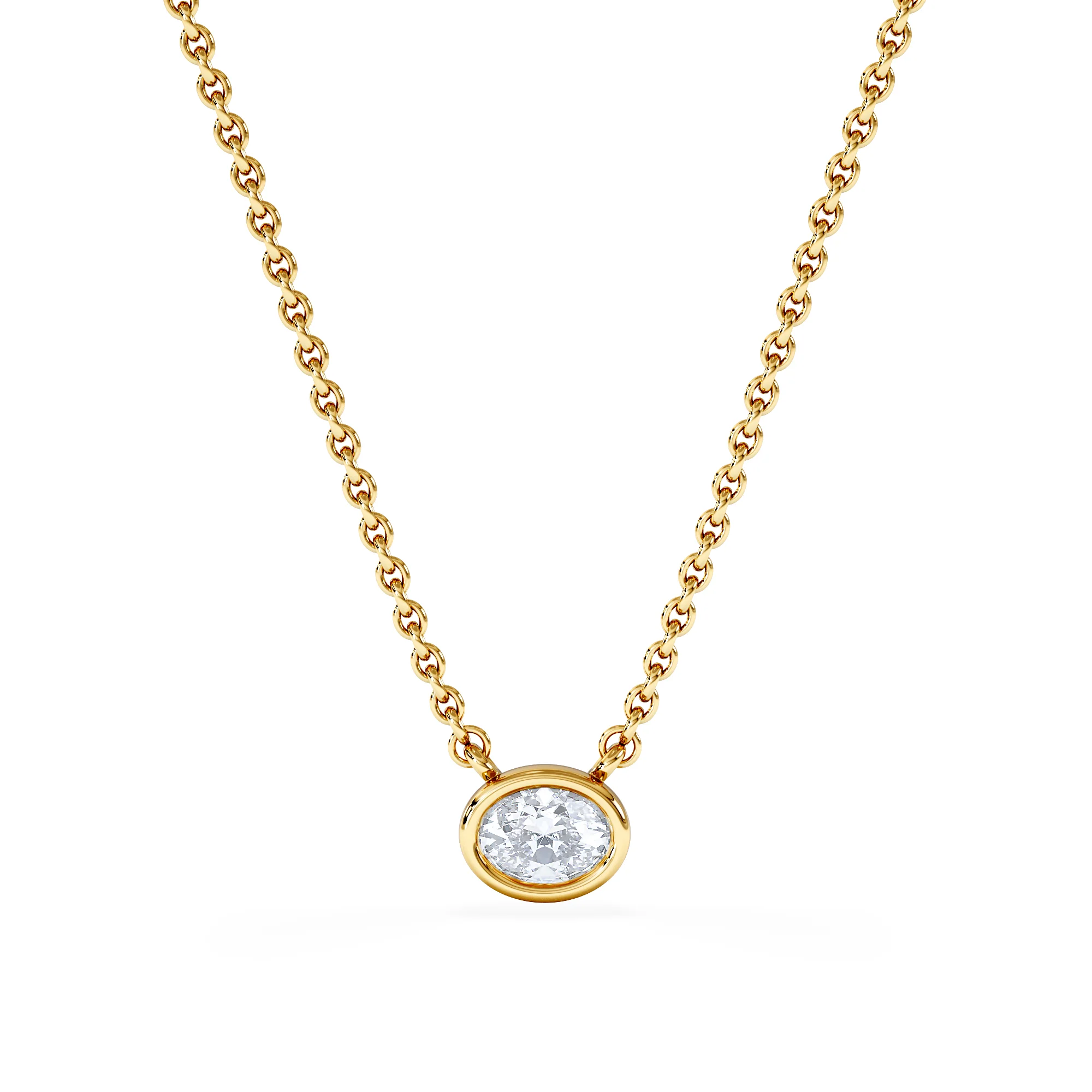 Horizon Oval Cut Lab Diamond Solitaire Necklace 0.25ct H/SI in 18k Gold Vermeil - Image 3