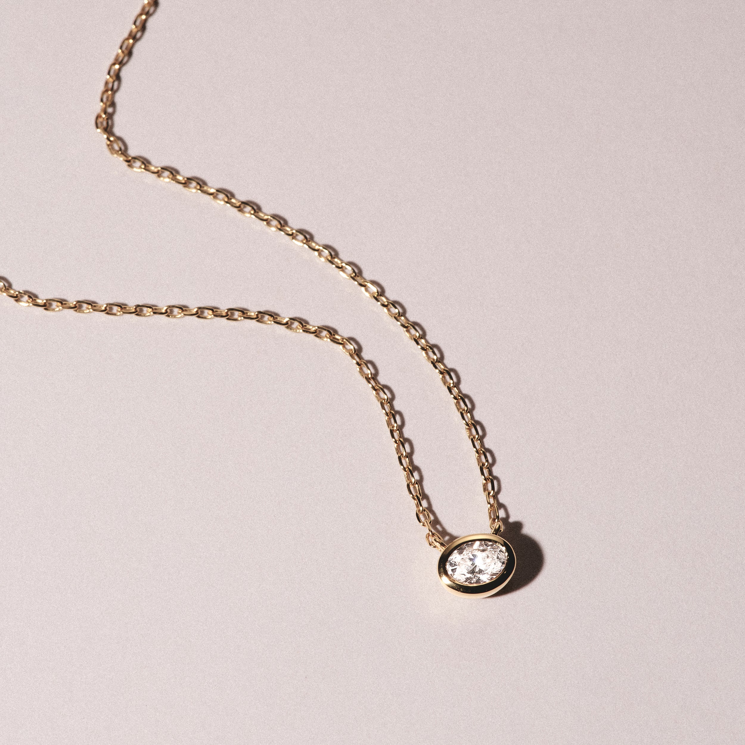 Horizon Oval Cut Lab Diamond Solitaire Necklace 0.25ct H/SI in 18k Gold Vermeil - Image 6