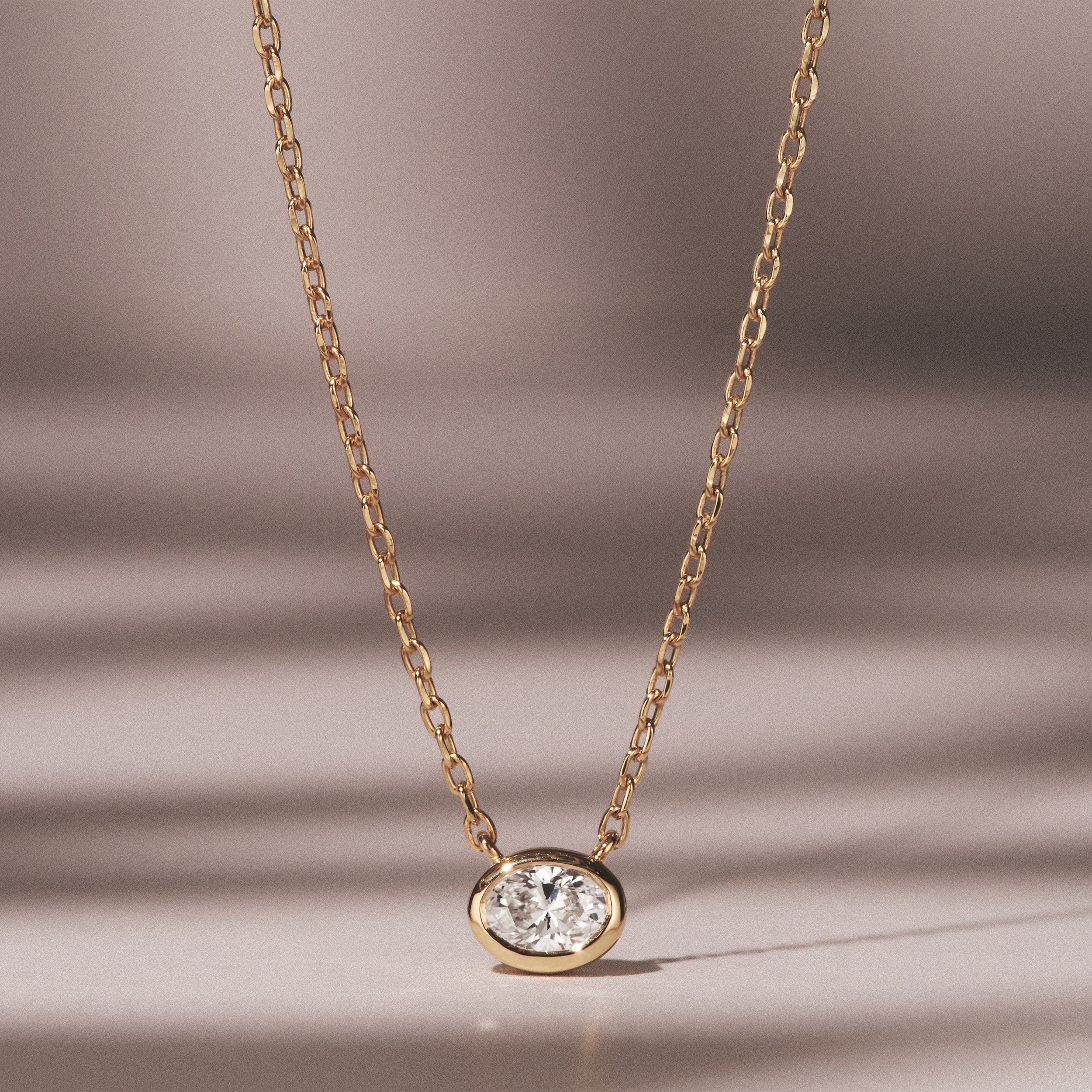 Horizon Oval Cut Lab Diamond Solitaire Necklace 0.25ct H/SI in 18k Gold Vermeil - Image 8