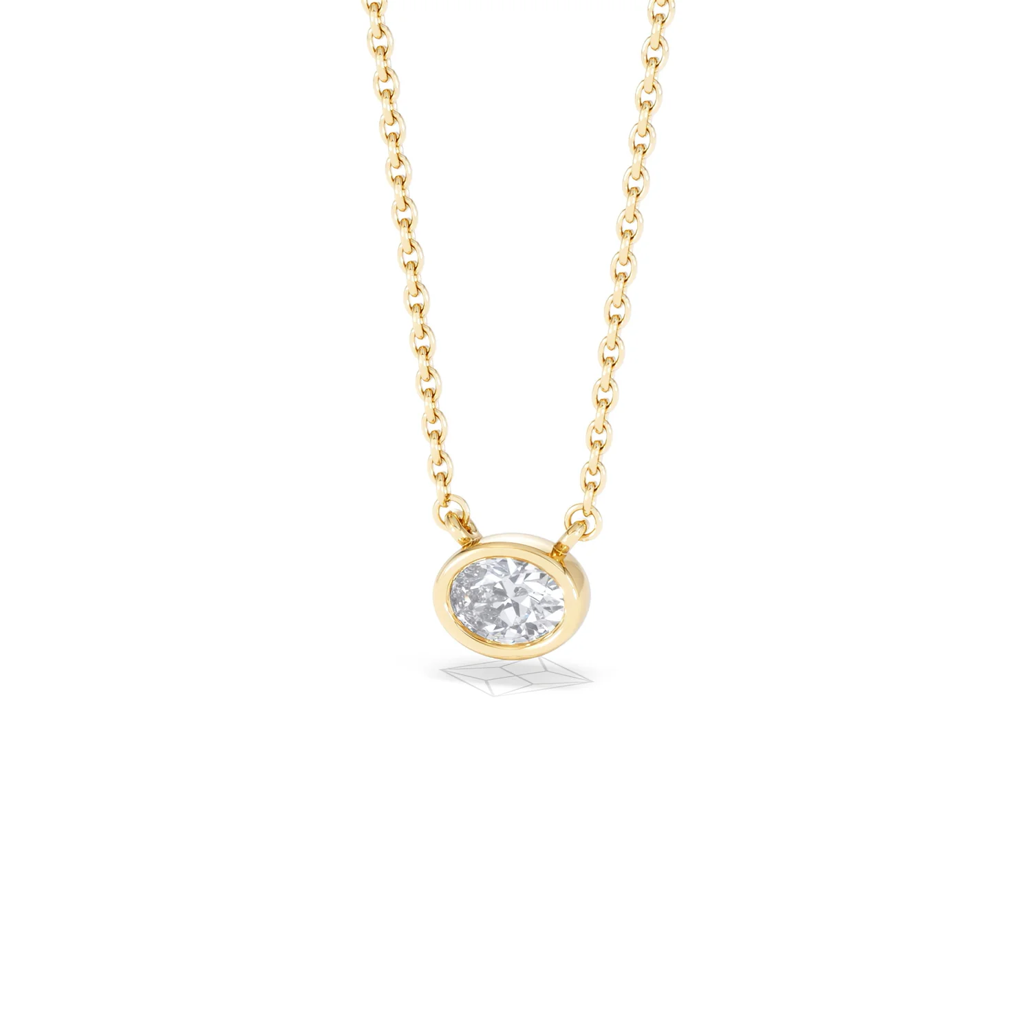 Horizon Oval Cut Lab Diamond Solitaire Necklace 0.25ct H/SI in 18k Gold Vermeil - Image 86