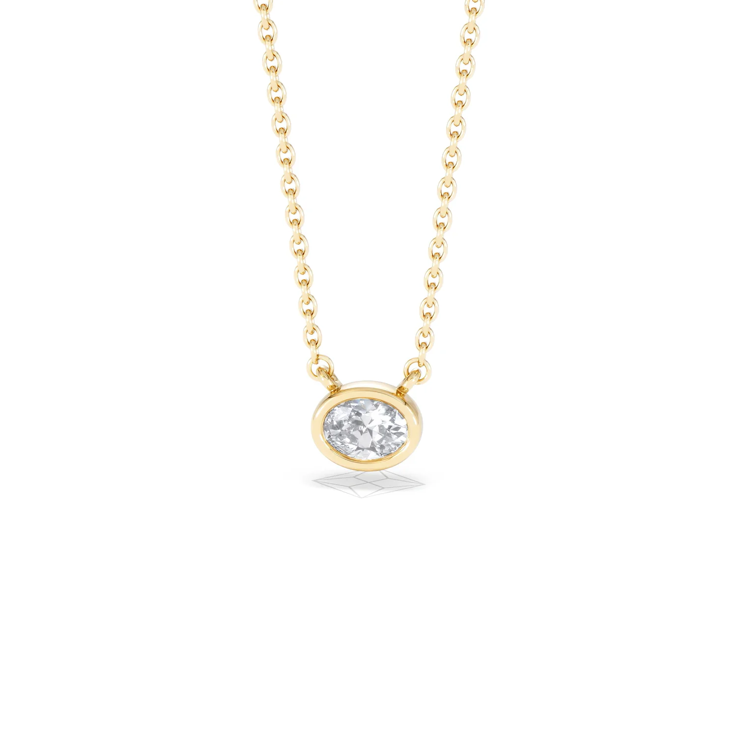 Horizon Oval Cut Lab Diamond Solitaire Necklace 0.25ct H/SI in 18k Gold Vermeil - Image 88