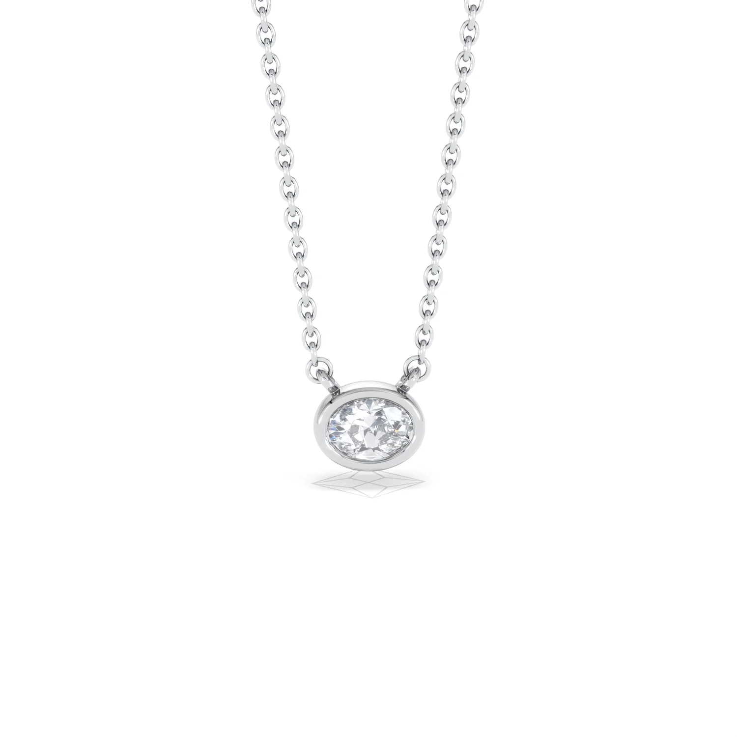 Horizon Oval Cut Lab Diamond Solitaire Necklace 0.25ct H/SI in 9K White Gold - Image 11