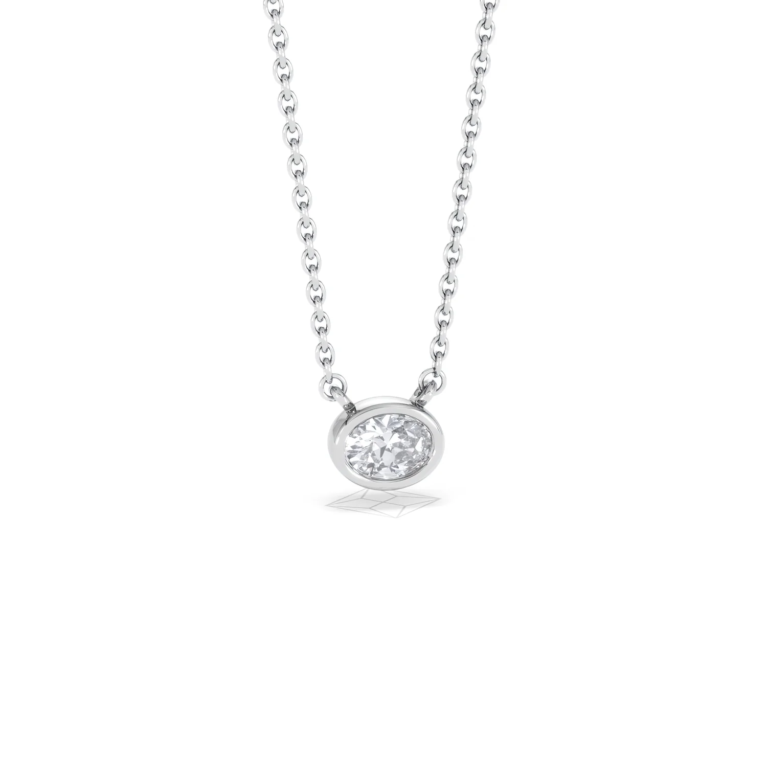 Horizon Oval Cut Lab Diamond Solitaire Necklace 0.25ct H/SI in 9K White Gold - Image 13