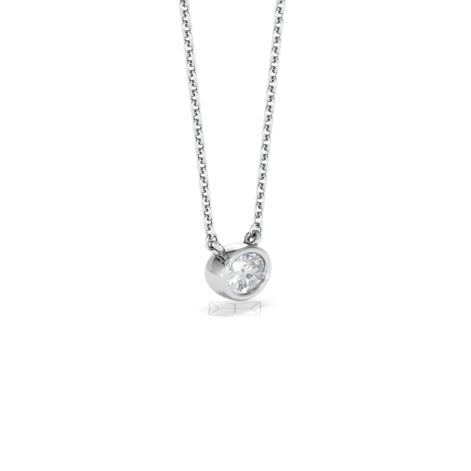 Horizon Oval Cut Lab Diamond Solitaire Necklace 0.25ct H/SI in 9K White Gold - Image 20