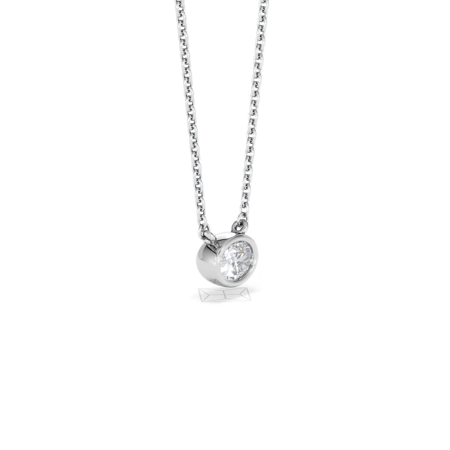 Horizon Oval Cut Lab Diamond Solitaire Necklace 0.25ct H/SI in 9K White Gold - Image 21