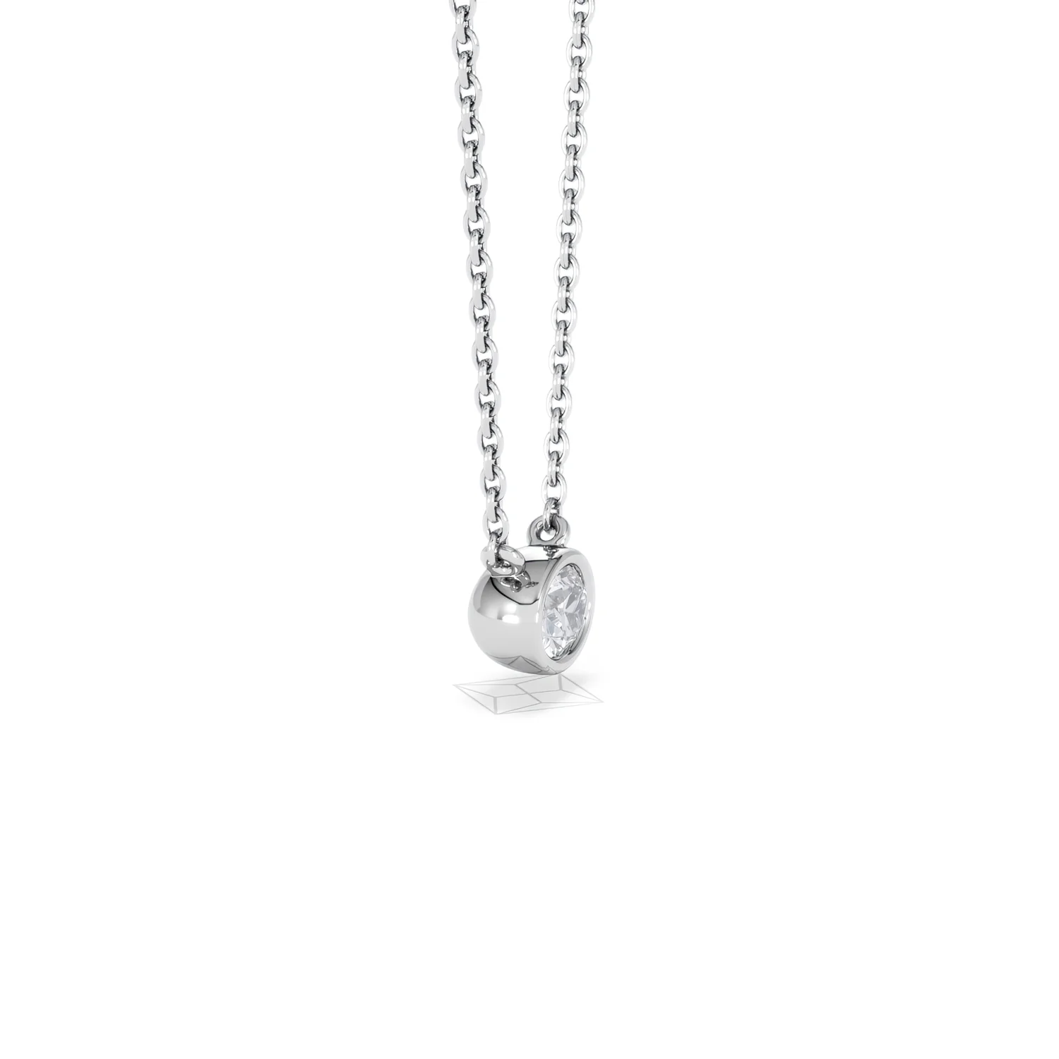 Horizon Oval Cut Lab Diamond Solitaire Necklace 0.25ct H/SI in 9K White Gold - Image 25