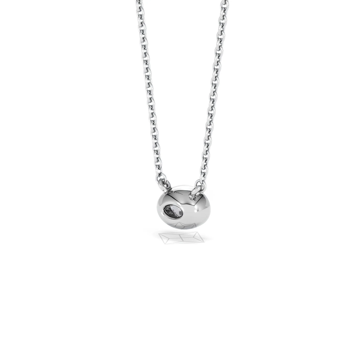 Horizon Oval Cut Lab Diamond Solitaire Necklace 0.25ct H/SI in 9K White Gold - Image 42