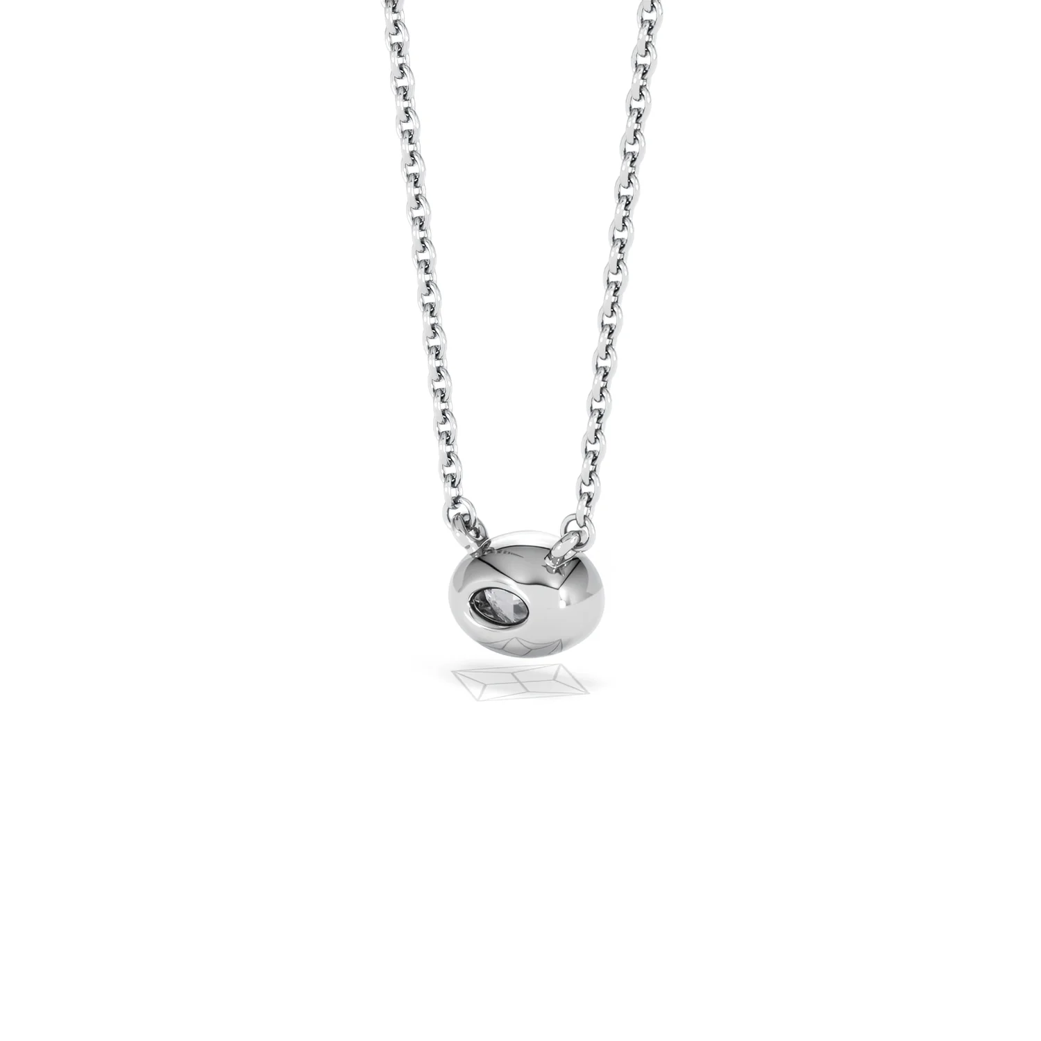 Horizon Oval Cut Lab Diamond Solitaire Necklace 0.25ct H/SI in 9K White Gold - Image 43