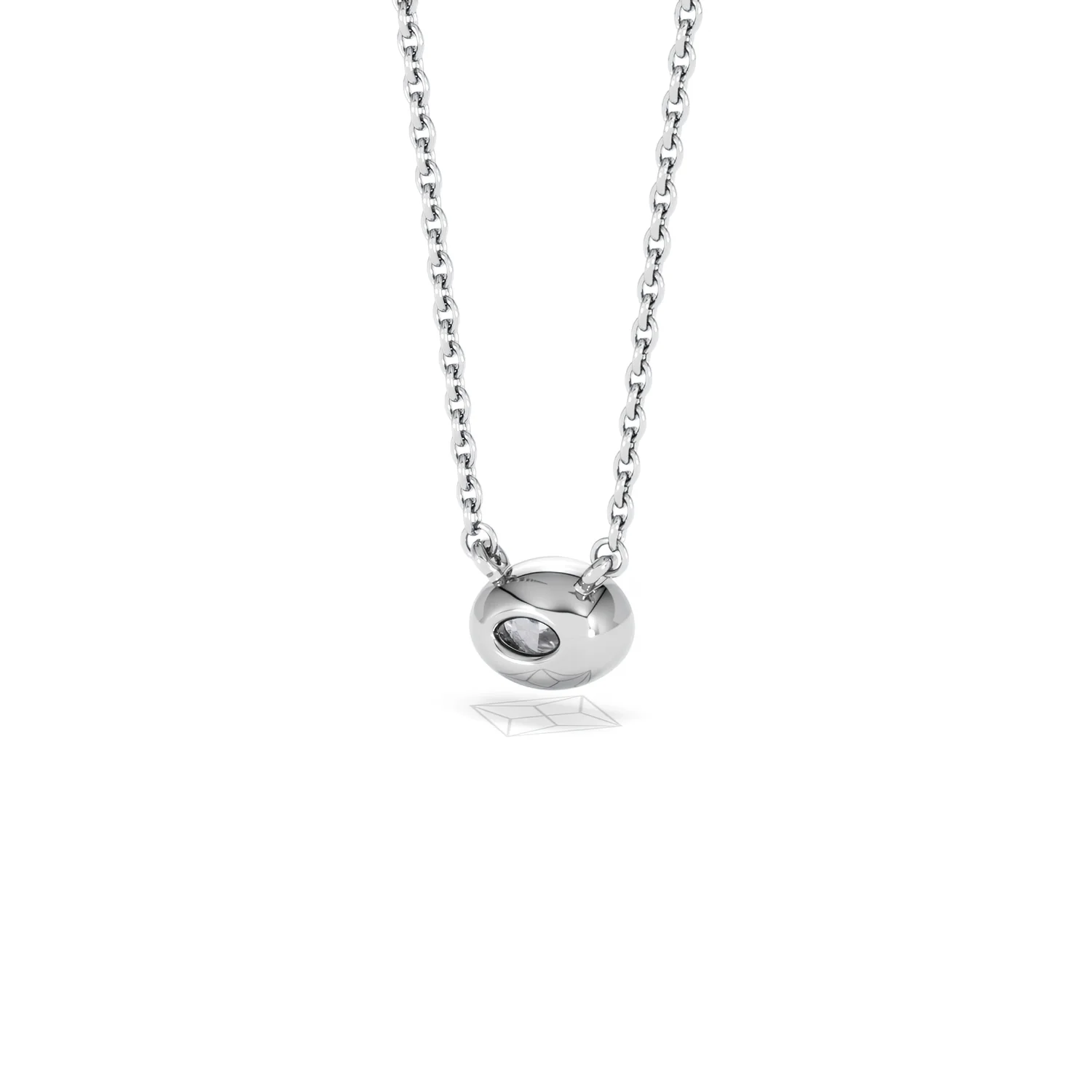Horizon Oval Cut Lab Diamond Solitaire Necklace 0.25ct H/SI in 9K White Gold - Image 44