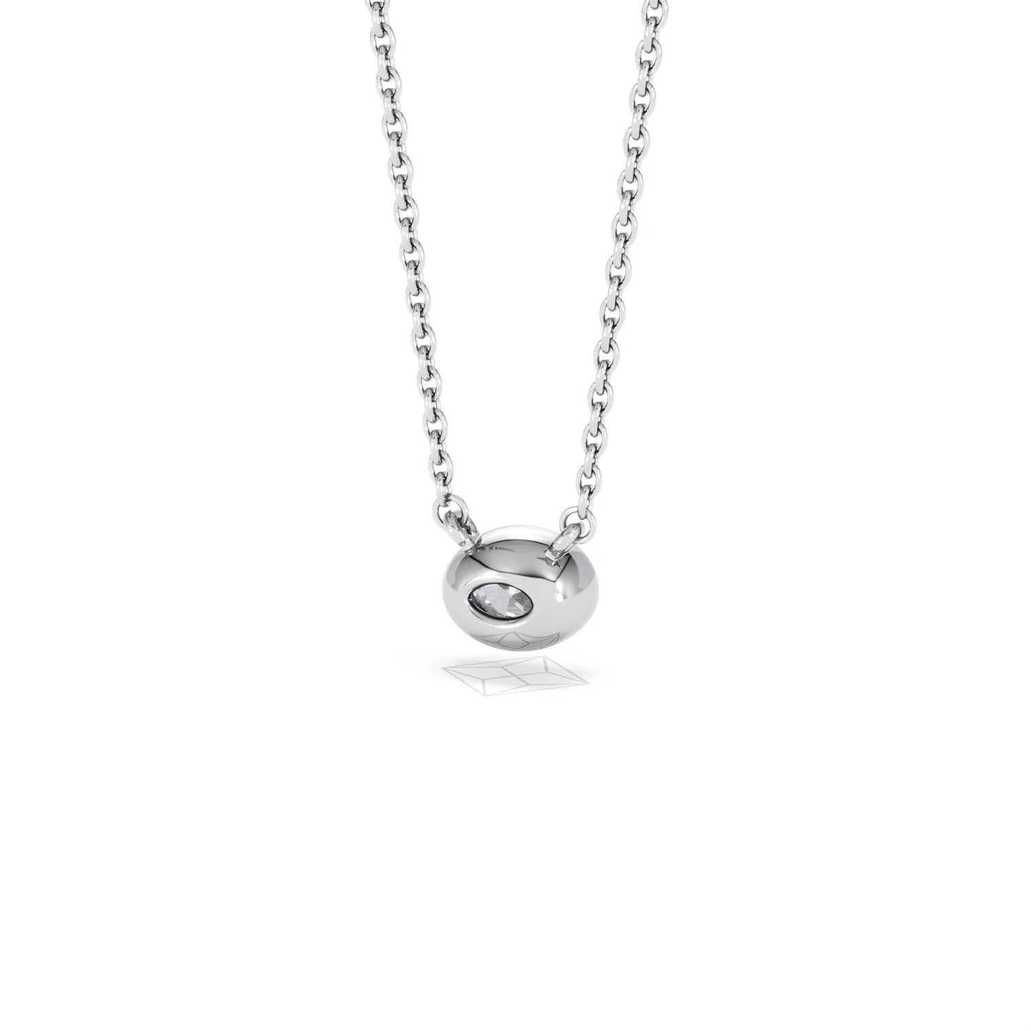 Horizon Oval Cut Lab Diamond Solitaire Necklace 0.25ct H/SI in 9K White Gold - Image 45