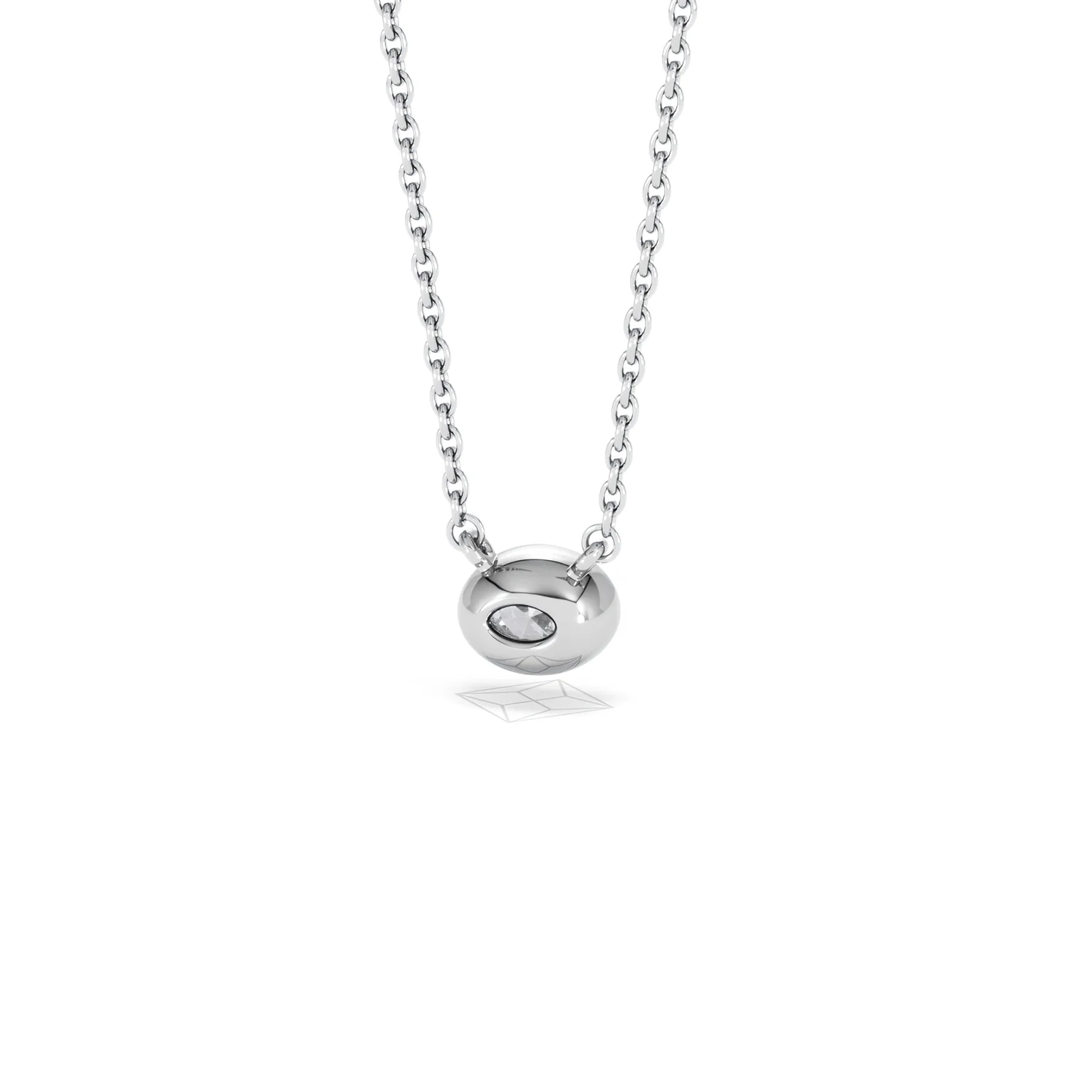 Horizon Oval Cut Lab Diamond Solitaire Necklace 0.25ct H/SI in 9K White Gold - Image 46
