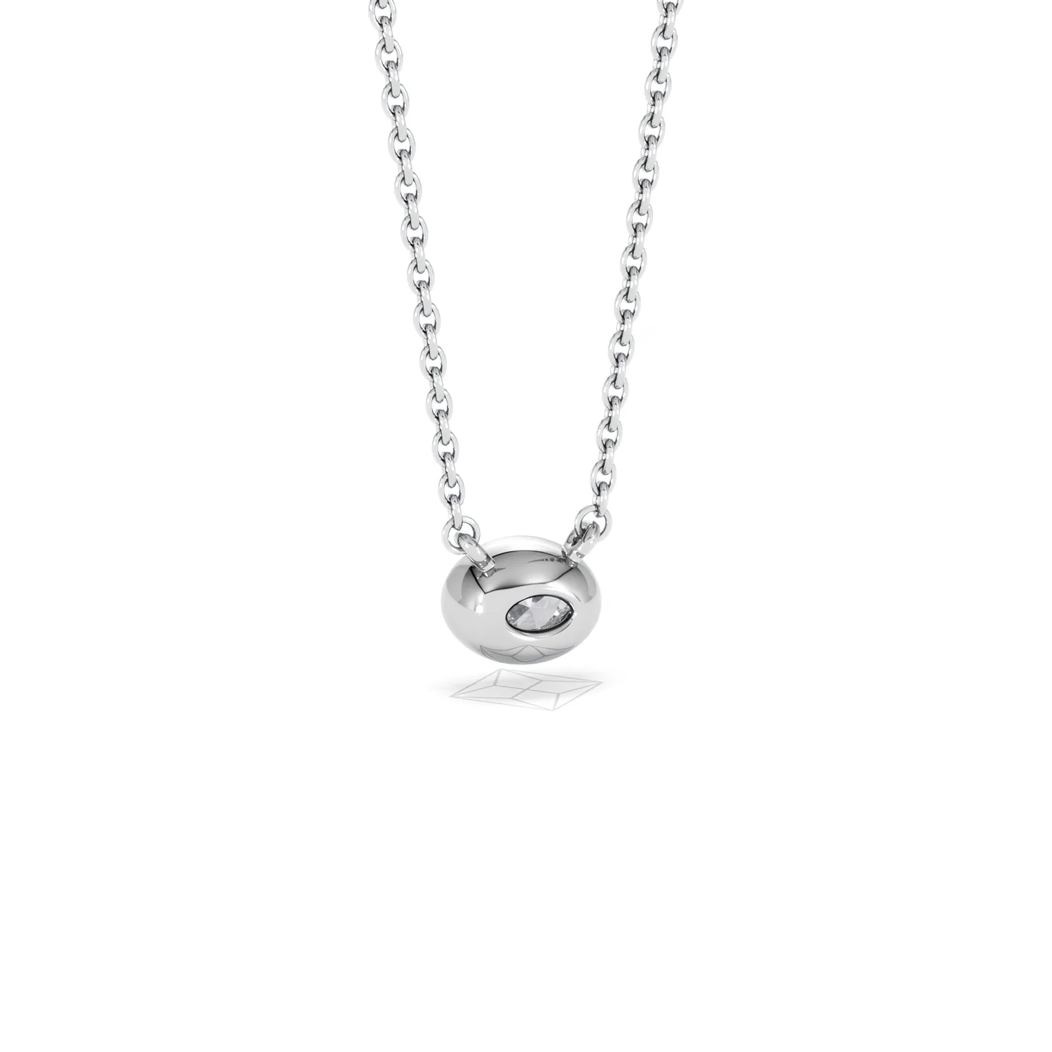 Horizon Oval Cut Lab Diamond Solitaire Necklace 0.25ct H/SI in 9K White Gold - Image 54