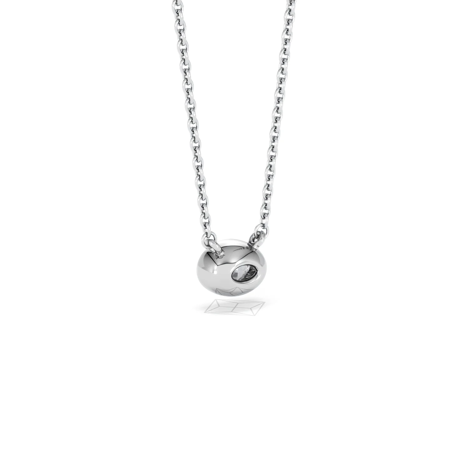 Horizon Oval Cut Lab Diamond Solitaire Necklace 0.25ct H/SI in 9K White Gold - Image 57