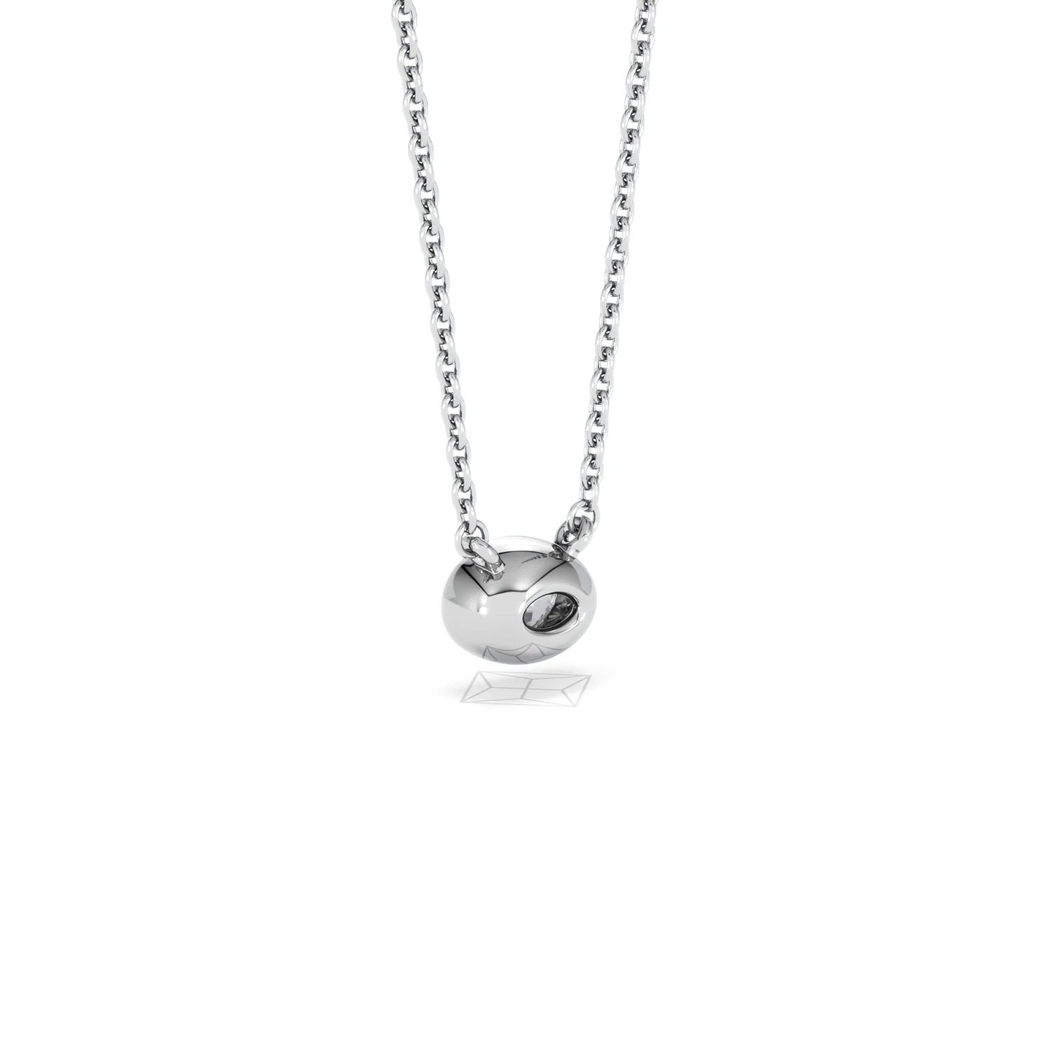 Horizon Oval Cut Lab Diamond Solitaire Necklace 0.25ct H/SI in 9K White Gold - Image 58
