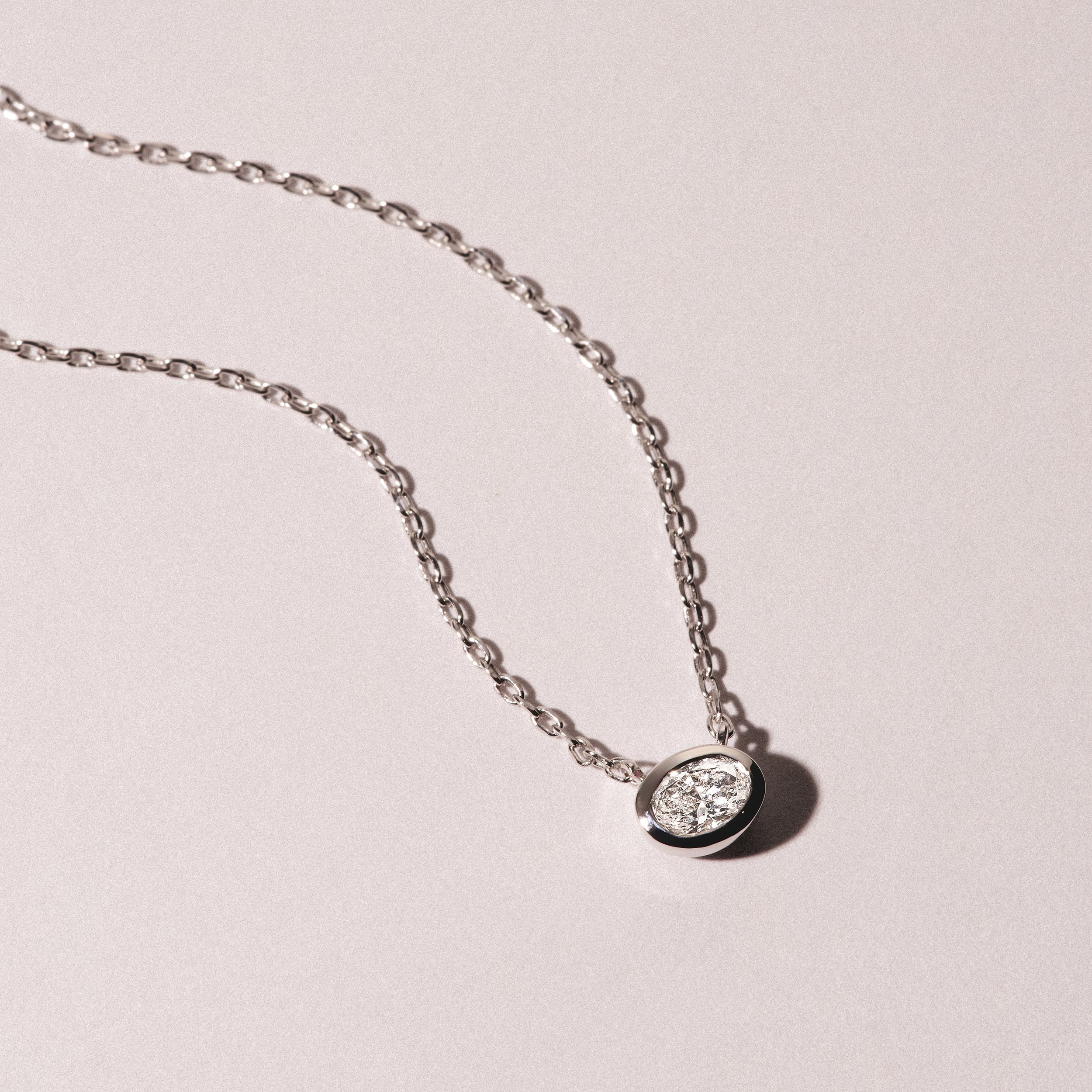 Horizon Oval Cut Lab Diamond Solitaire Necklace 0.25ct H/SI in 9K White Gold - Image 6