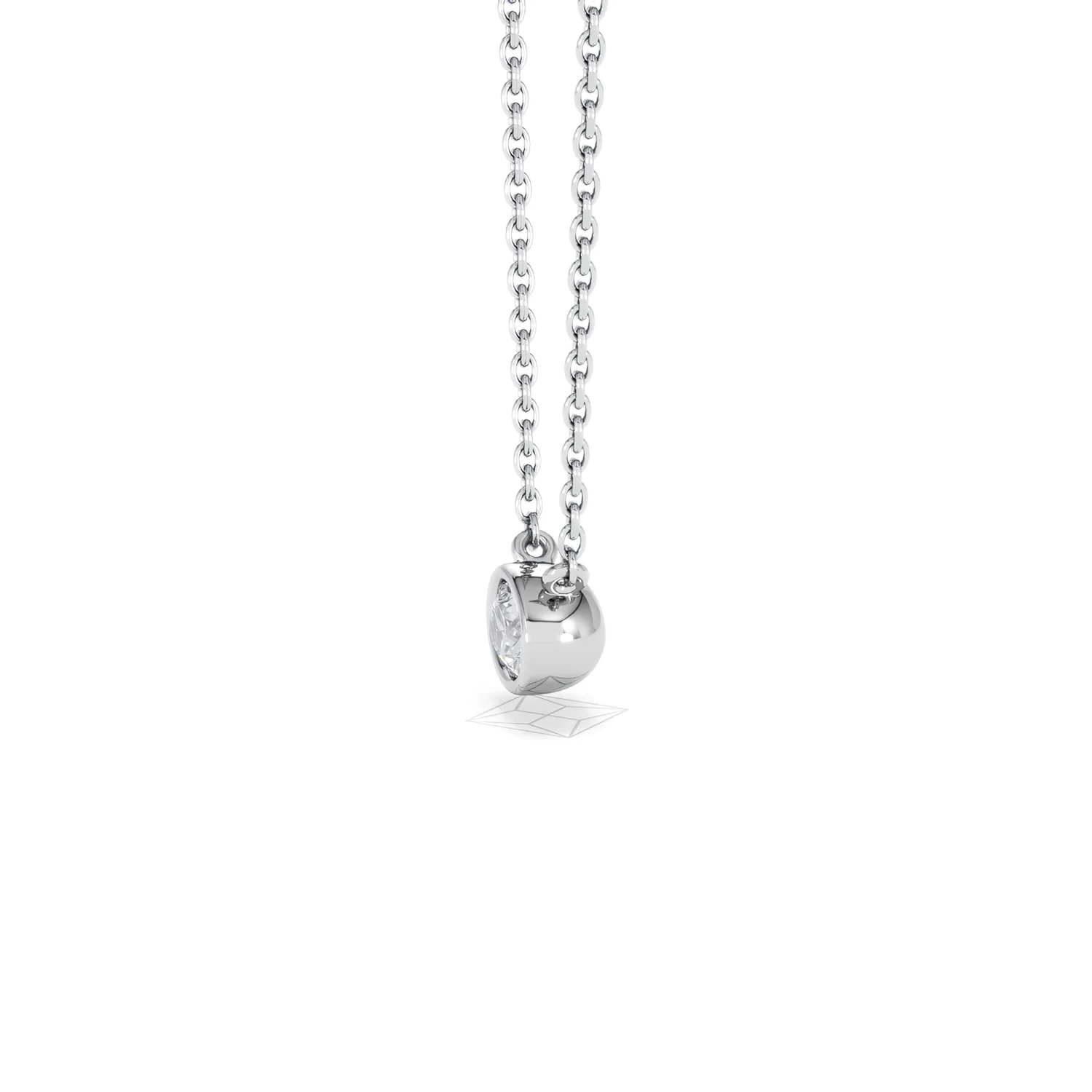 Horizon Oval Cut Lab Diamond Solitaire Necklace 0.25ct H/SI in 9K White Gold - Image 73