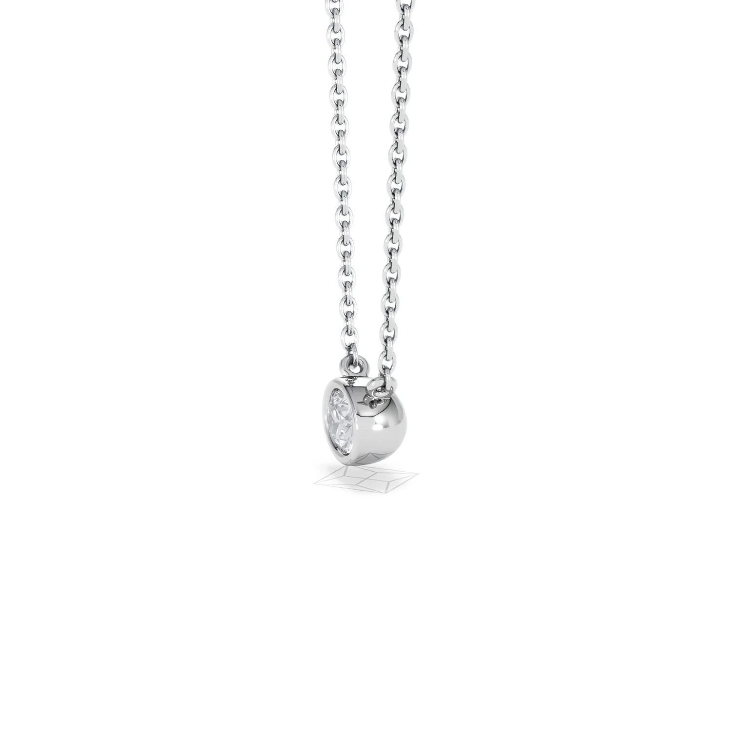 Horizon Oval Cut Lab Diamond Solitaire Necklace 0.25ct H/SI in 9K White Gold - Image 74