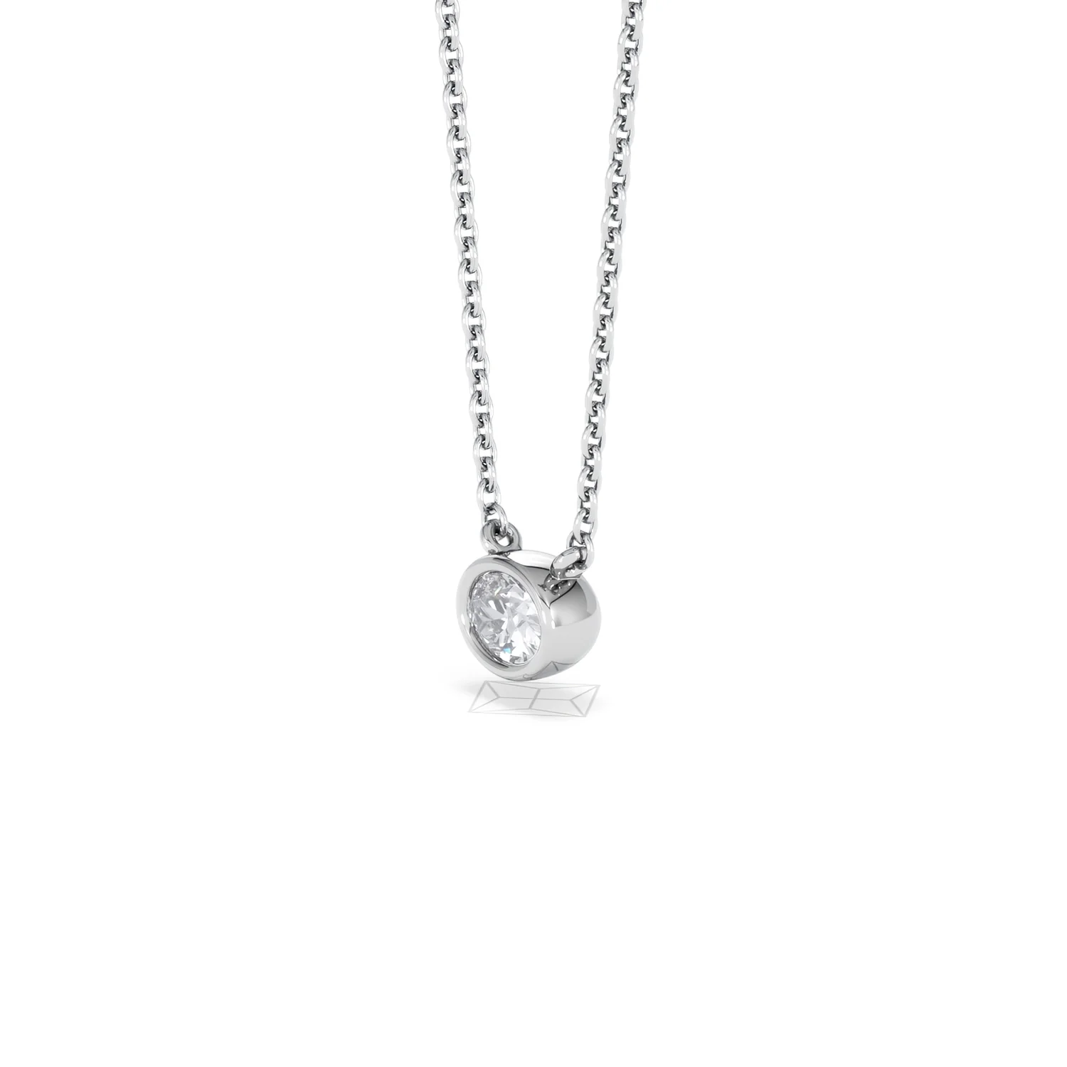 Horizon Oval Cut Lab Diamond Solitaire Necklace 0.25ct H/SI in 9K White Gold - Image 78