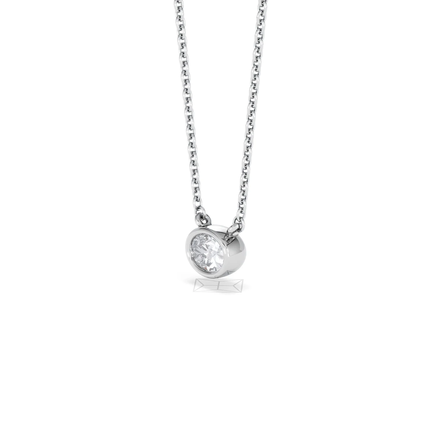 Horizon Oval Cut Lab Diamond Solitaire Necklace 0.25ct H/SI in 9K White Gold - Image 79