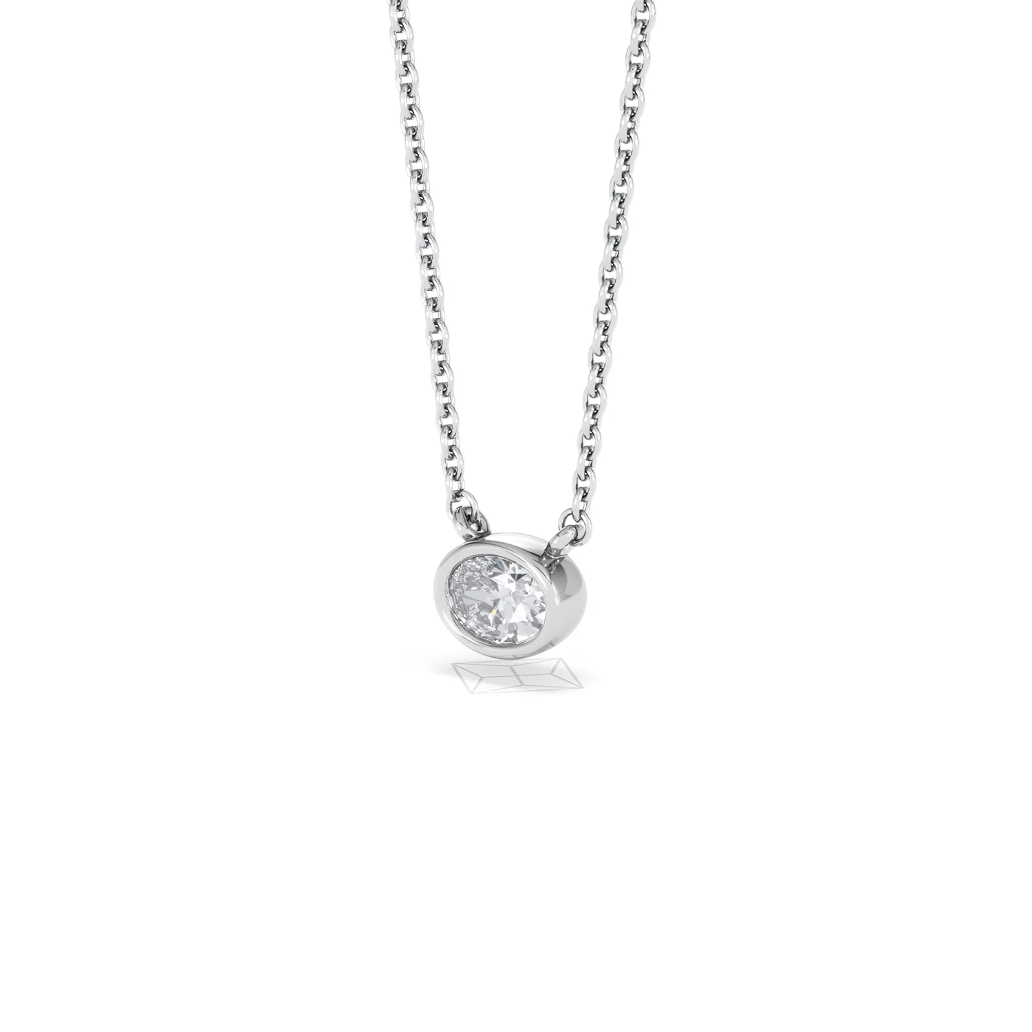 Horizon Oval Cut Lab Diamond Solitaire Necklace 0.25ct H/SI in 9K White Gold - Image 82