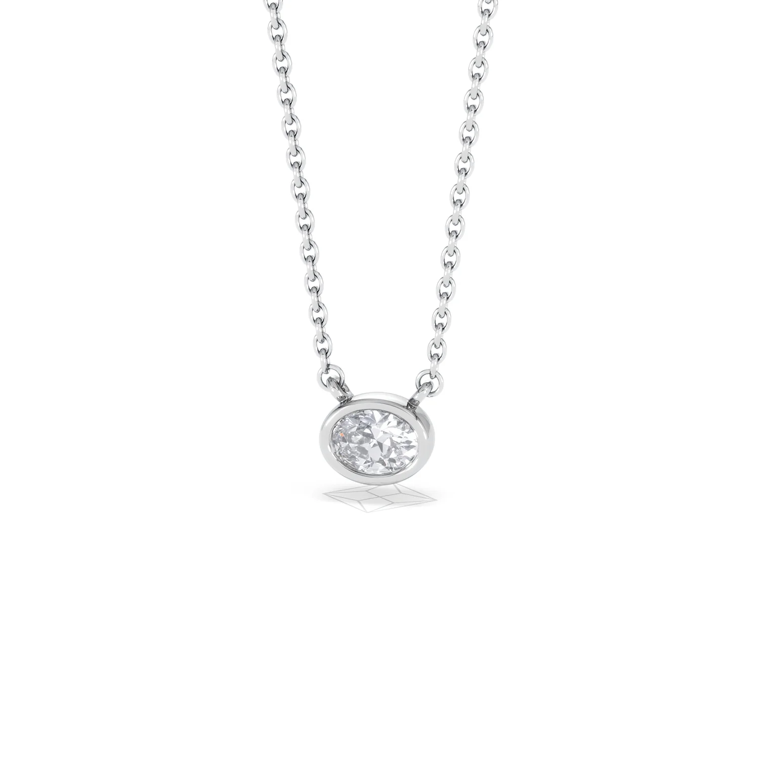 Horizon Oval Cut Lab Diamond Solitaire Necklace 0.25ct H/SI in 9K White Gold - Image 87