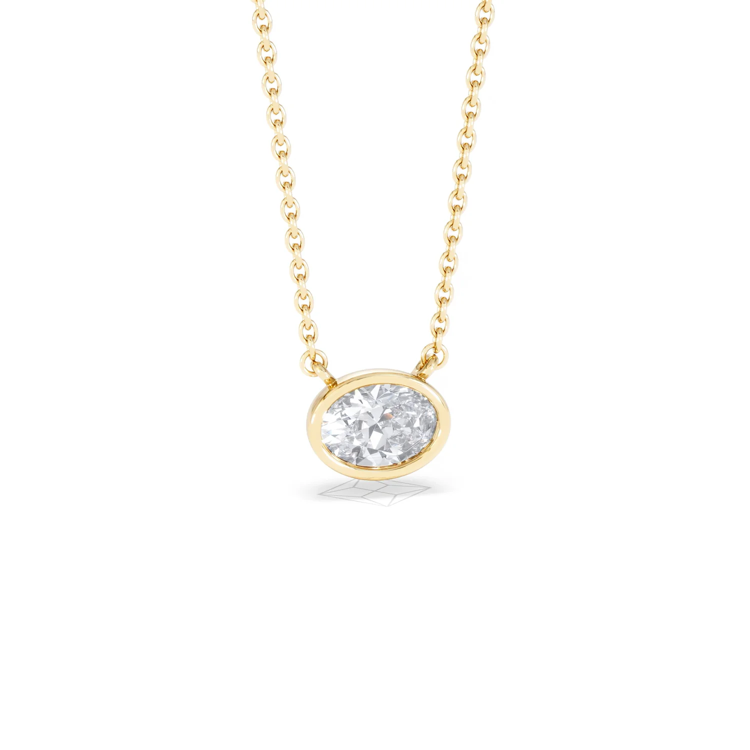 Horizon Oval Cut Lab Diamond Solitaire Necklace 0.50ct H/SI in 9K Gold - Image 13