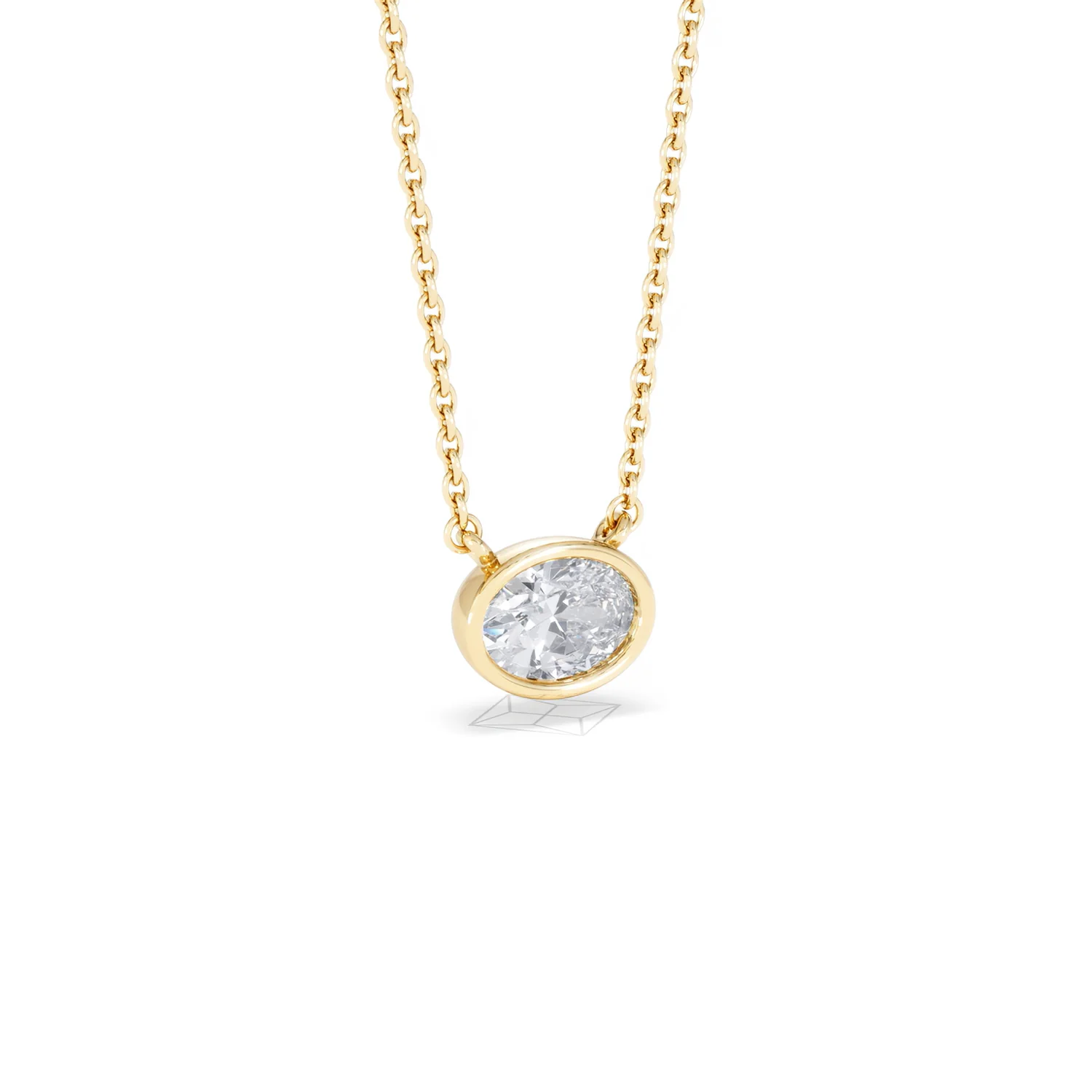 Horizon Oval Cut Lab Diamond Solitaire Necklace 0.50ct H/SI in 9K Gold - Image 16