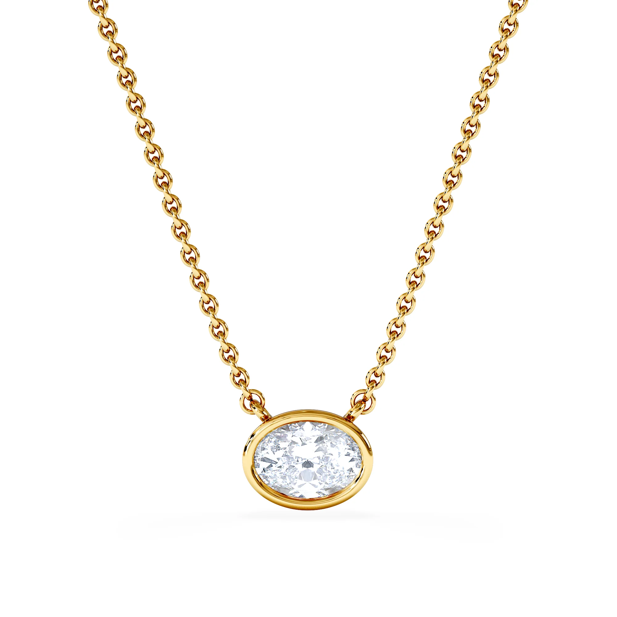Horizon Oval Cut Lab Diamond Solitaire Necklace 0.50ct H/SI in 9K Gold - Image 3