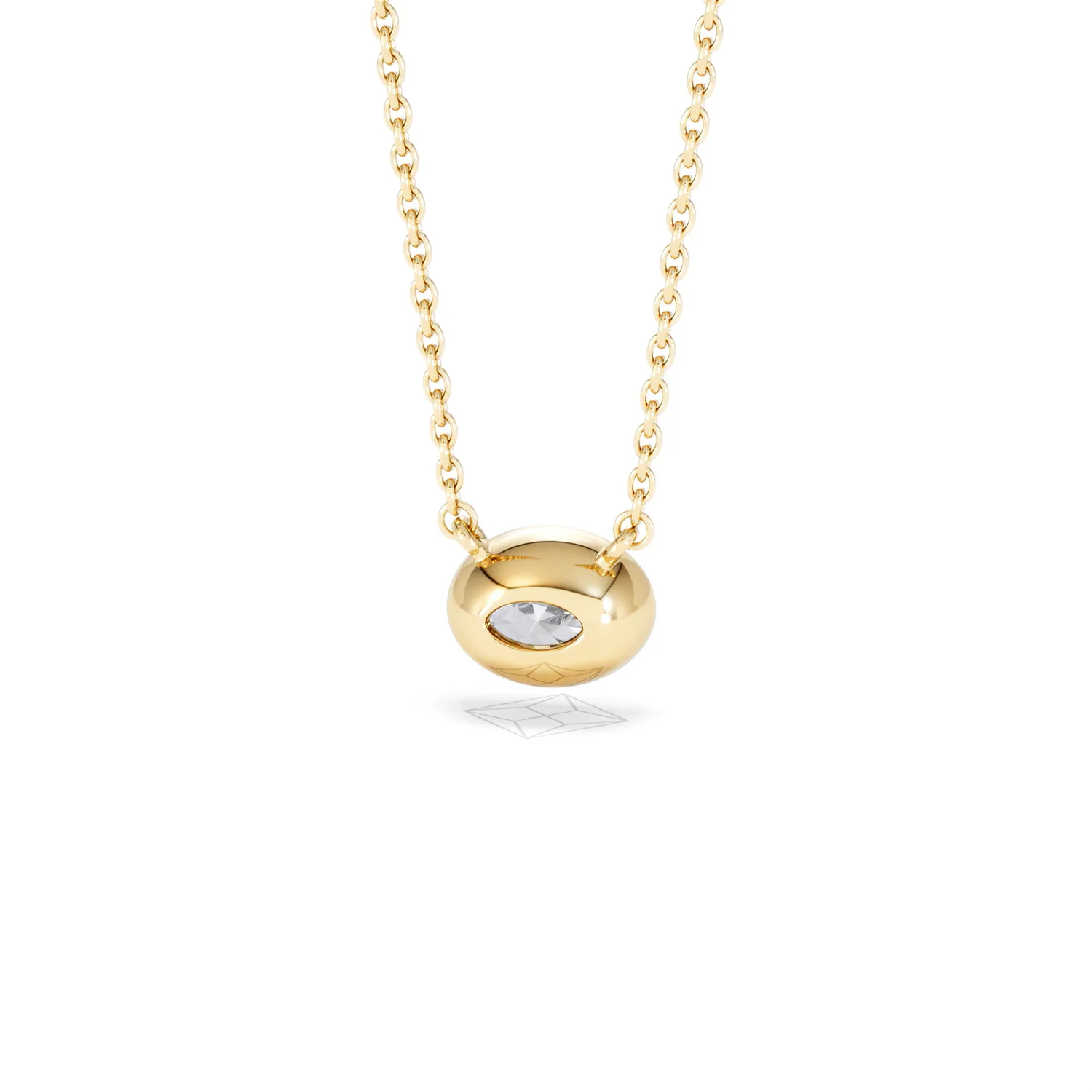 Horizon Oval Cut Lab Diamond Solitaire Necklace 0.50ct H/SI in 9K Gold - Image 47