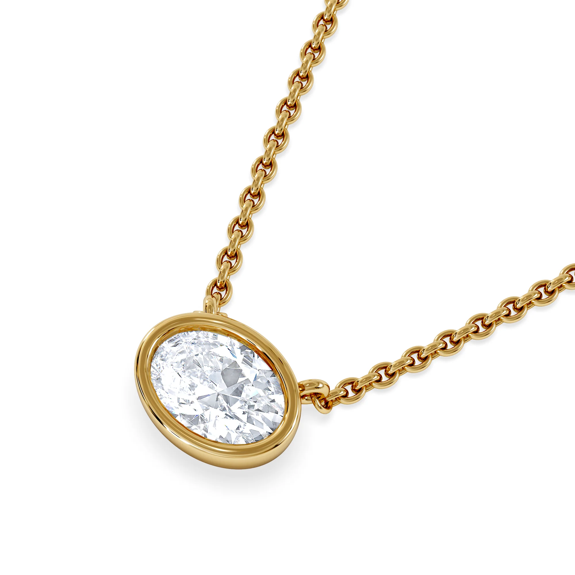 Horizon Oval Cut Lab Diamond Solitaire Necklace 0.50ct H/SI in 9K Gold - Image 5