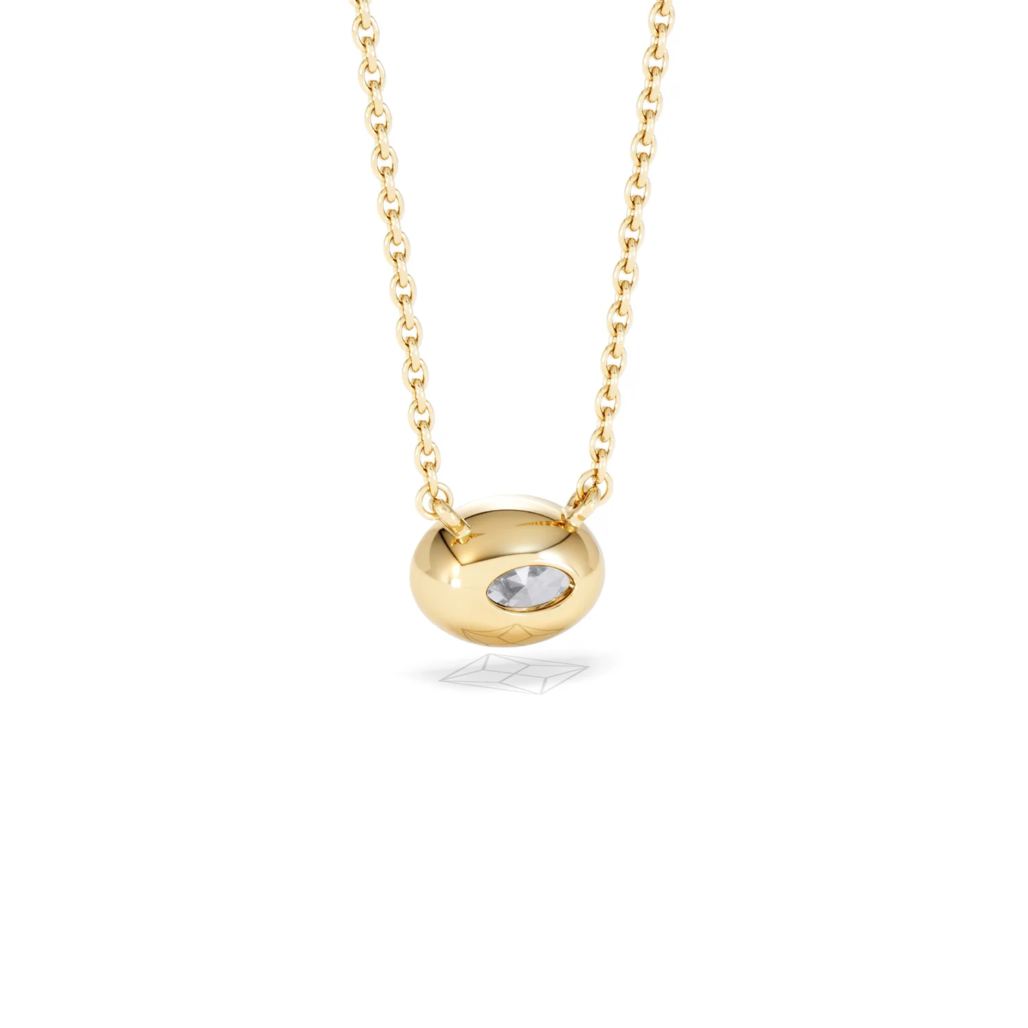 Horizon Oval Cut Lab Diamond Solitaire Necklace 0.50ct H/SI in 9K Gold - Image 54