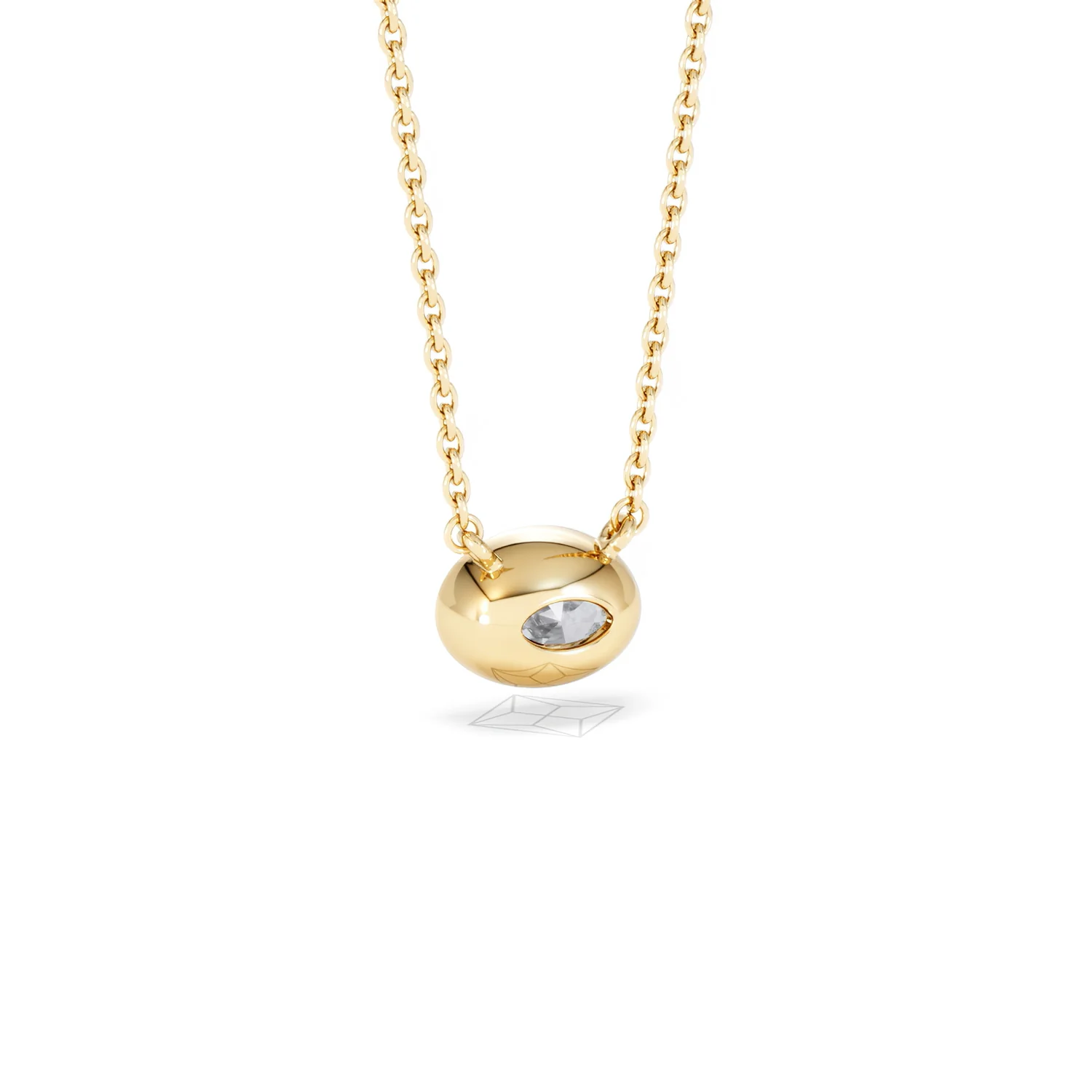 Horizon Oval Cut Lab Diamond Solitaire Necklace 0.50ct H/SI in 9K Gold - Image 55