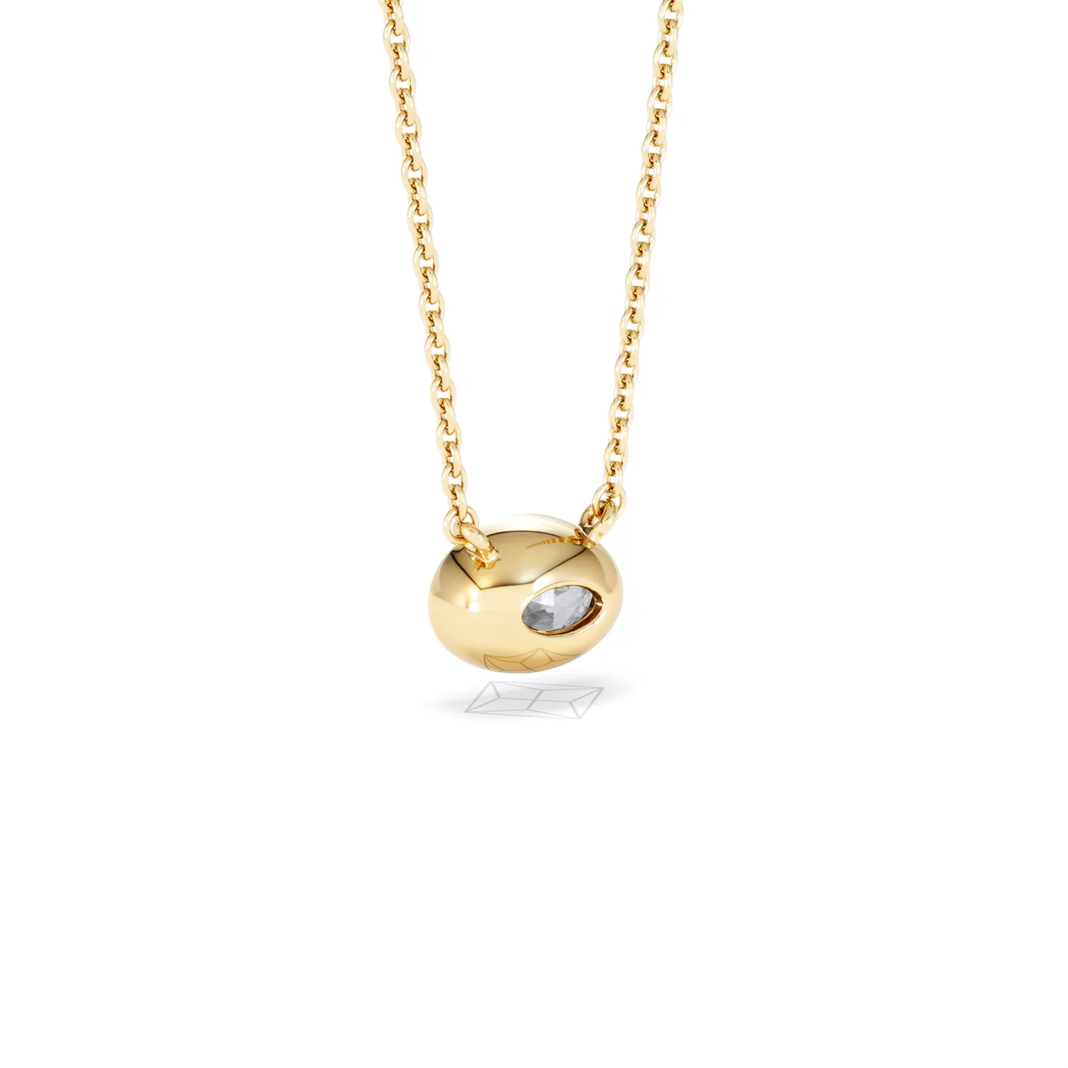 Horizon Oval Cut Lab Diamond Solitaire Necklace 0.50ct H/SI in 9K Gold - Image 57