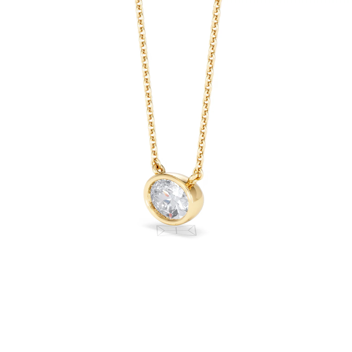 Horizon Oval Cut Lab Diamond Solitaire Necklace 0.50ct H/SI in 9K Gold - Image 80