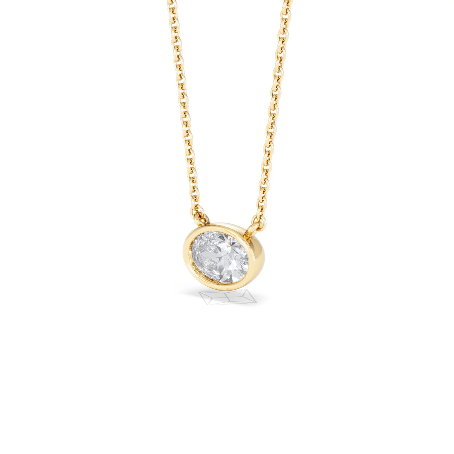 Horizon Oval Cut Lab Diamond Solitaire Necklace 0.50ct H/SI in 9K Gold - Image 82