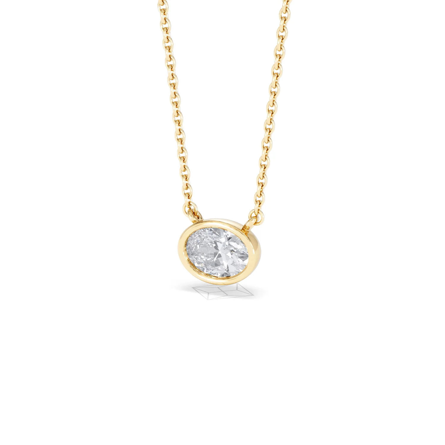 Horizon Oval Cut Lab Diamond Solitaire Necklace 0.50ct H/SI in 9K Gold - Image 84